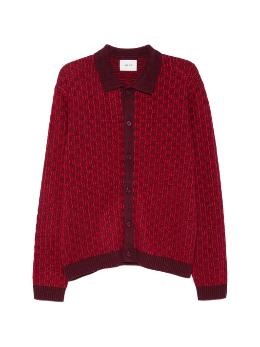Thor geometric-patterned polo cardigan