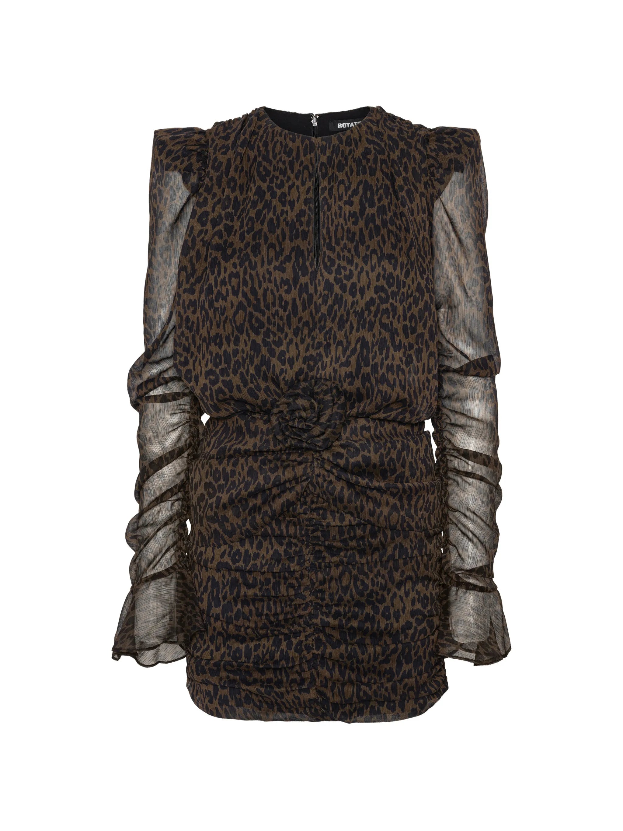 ruched flower mini dress