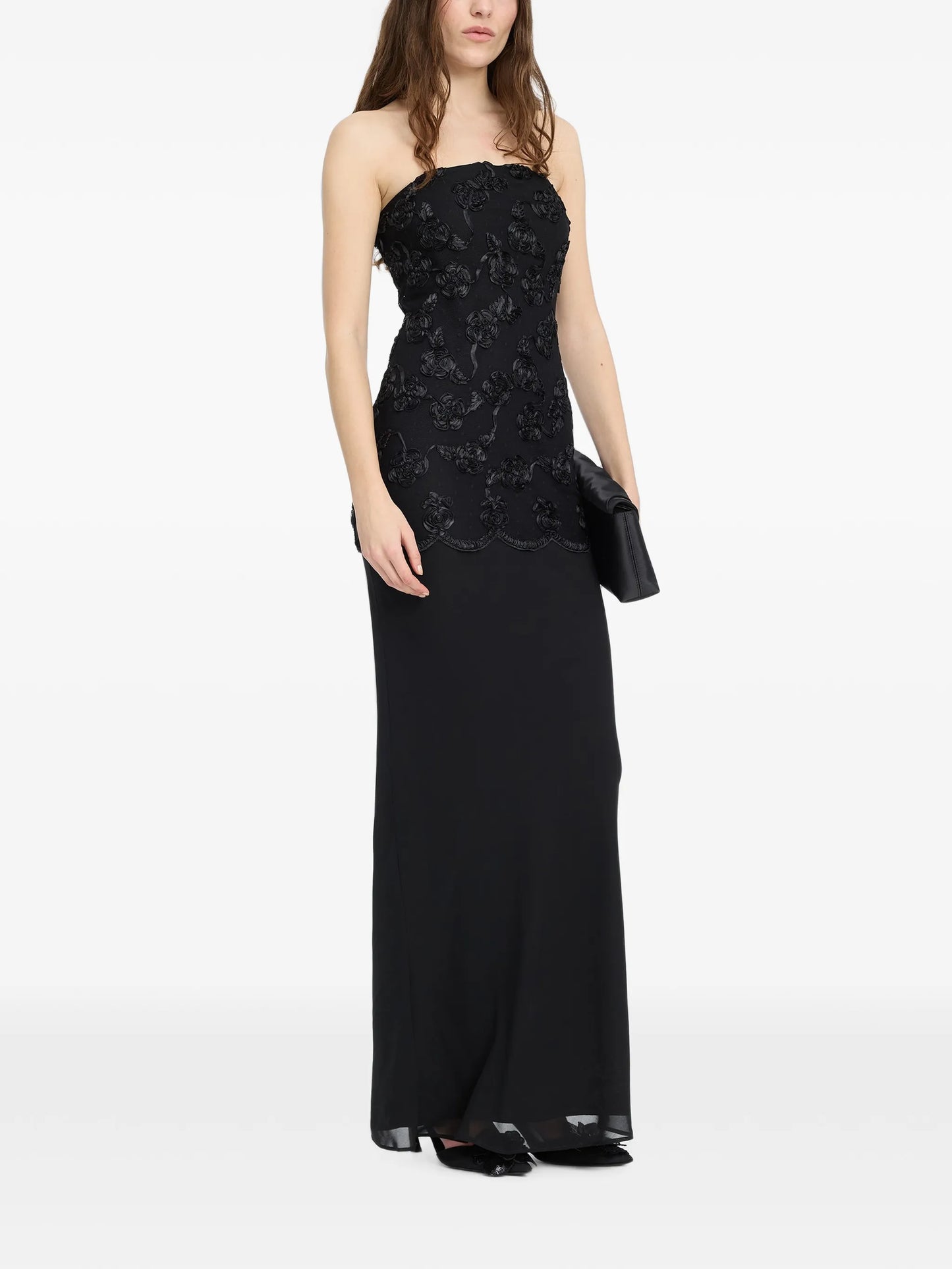 flower mesh maxi dress