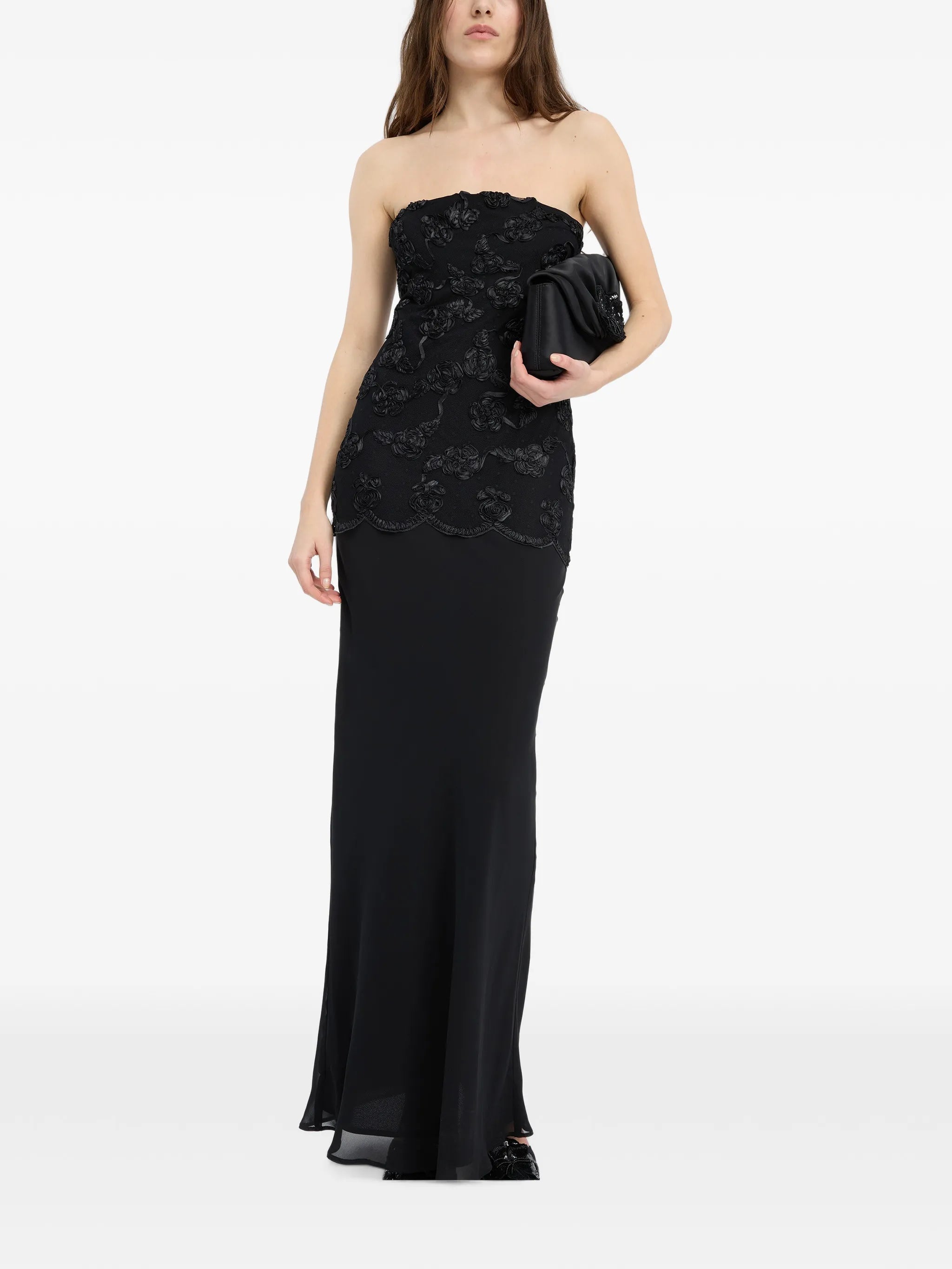 flower mesh maxi dress