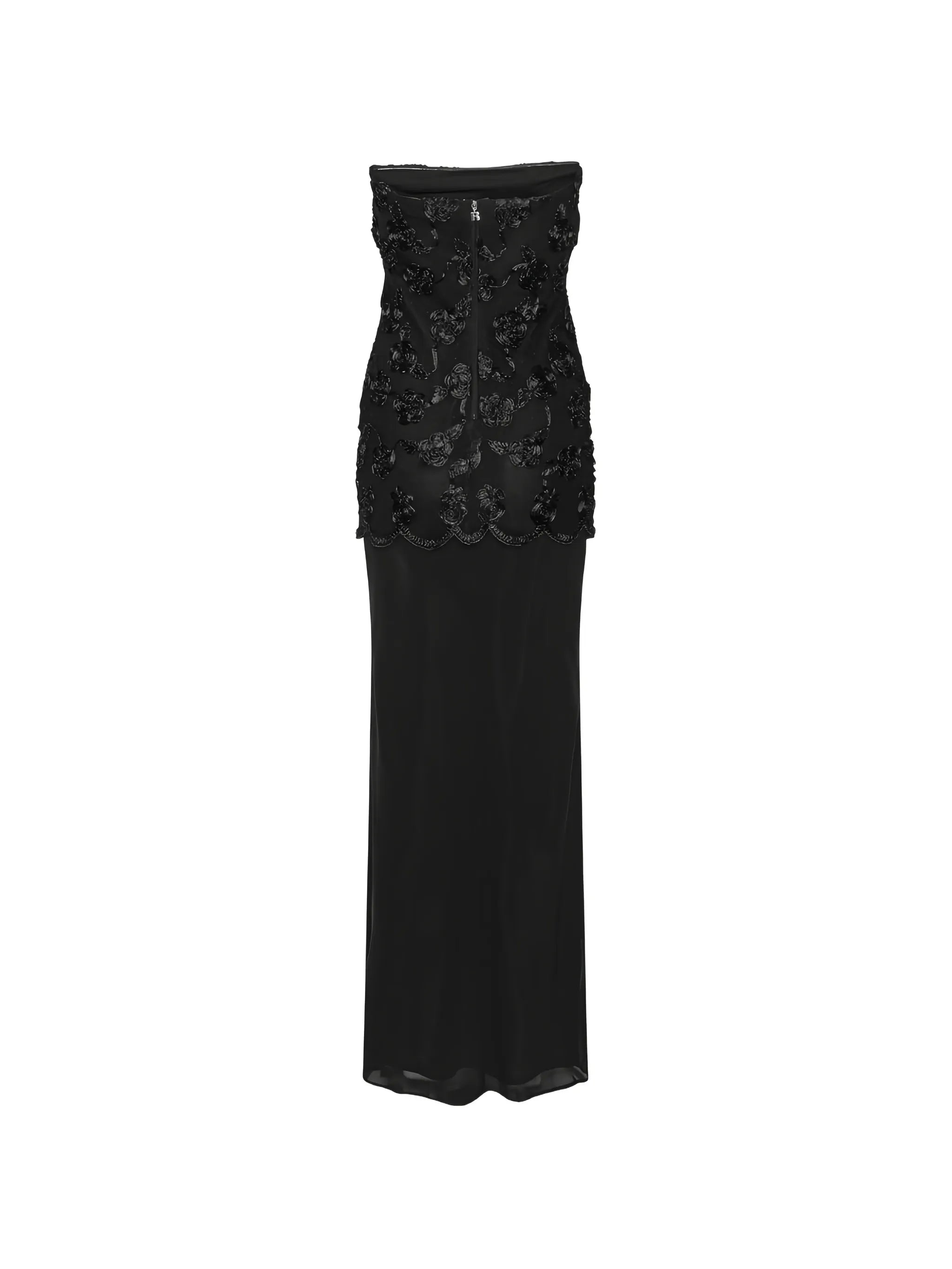 flower mesh sleeveless maxi dress black