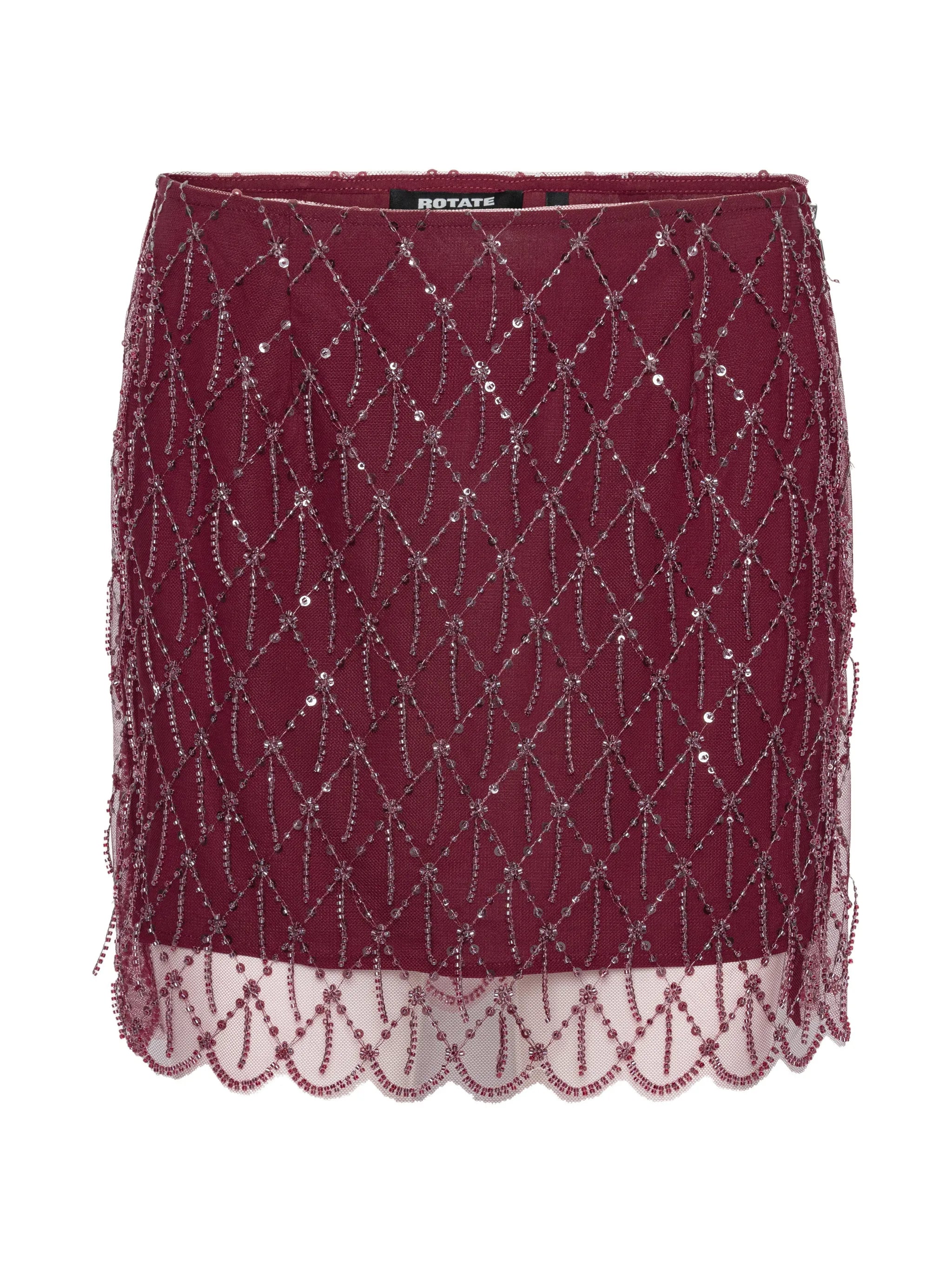 sequins mini skirt dark red