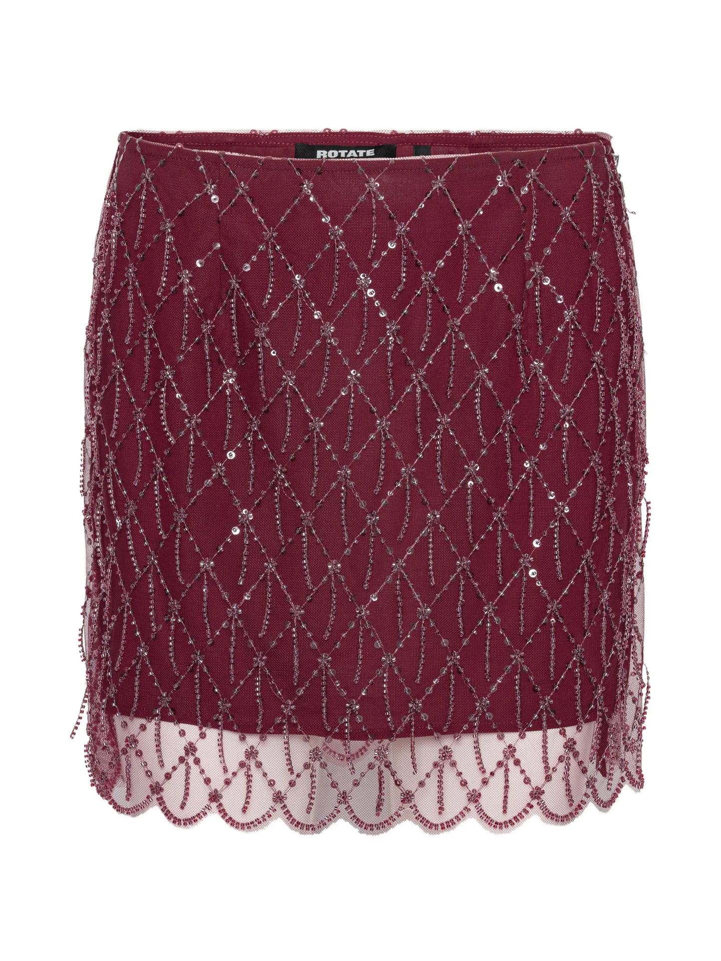 sequins mini skirt dark red