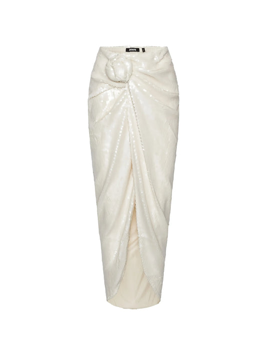sequins knot skirt in white