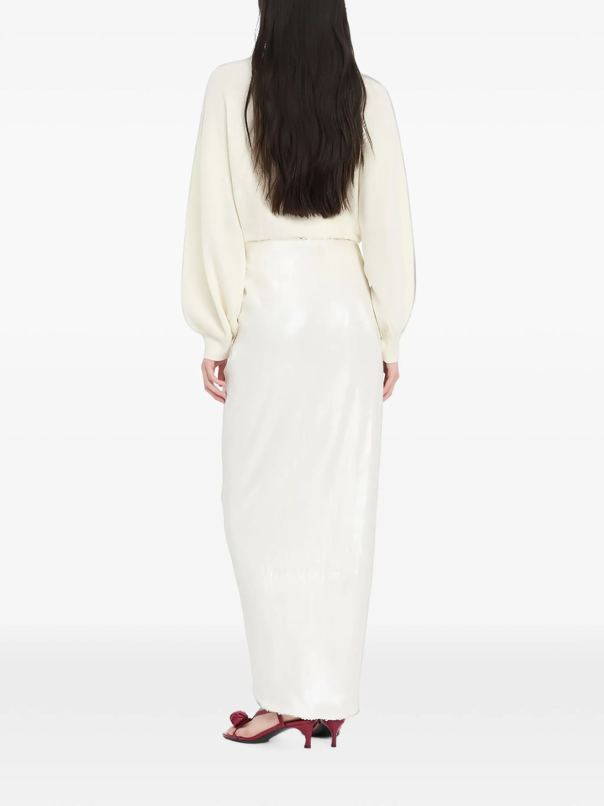 sequins knot skirt in white
