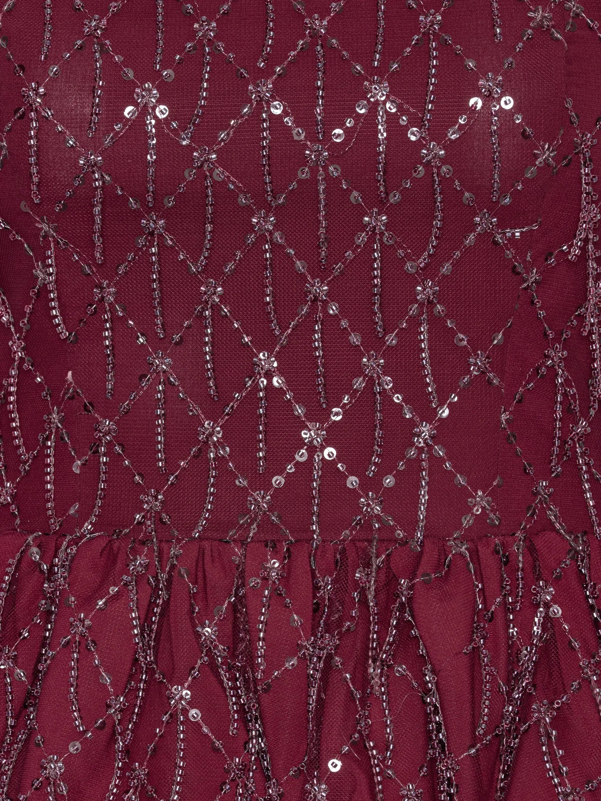 sequins bubble top dark red