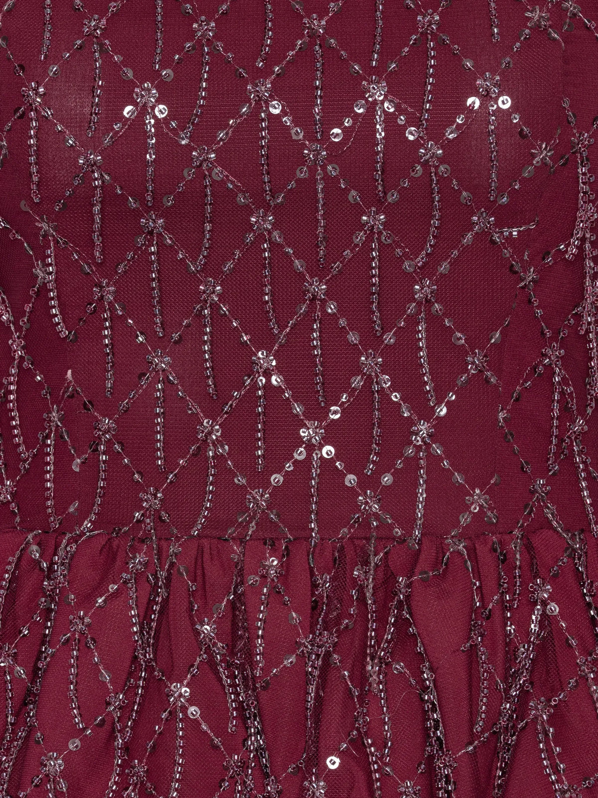sequins bubble top dark red