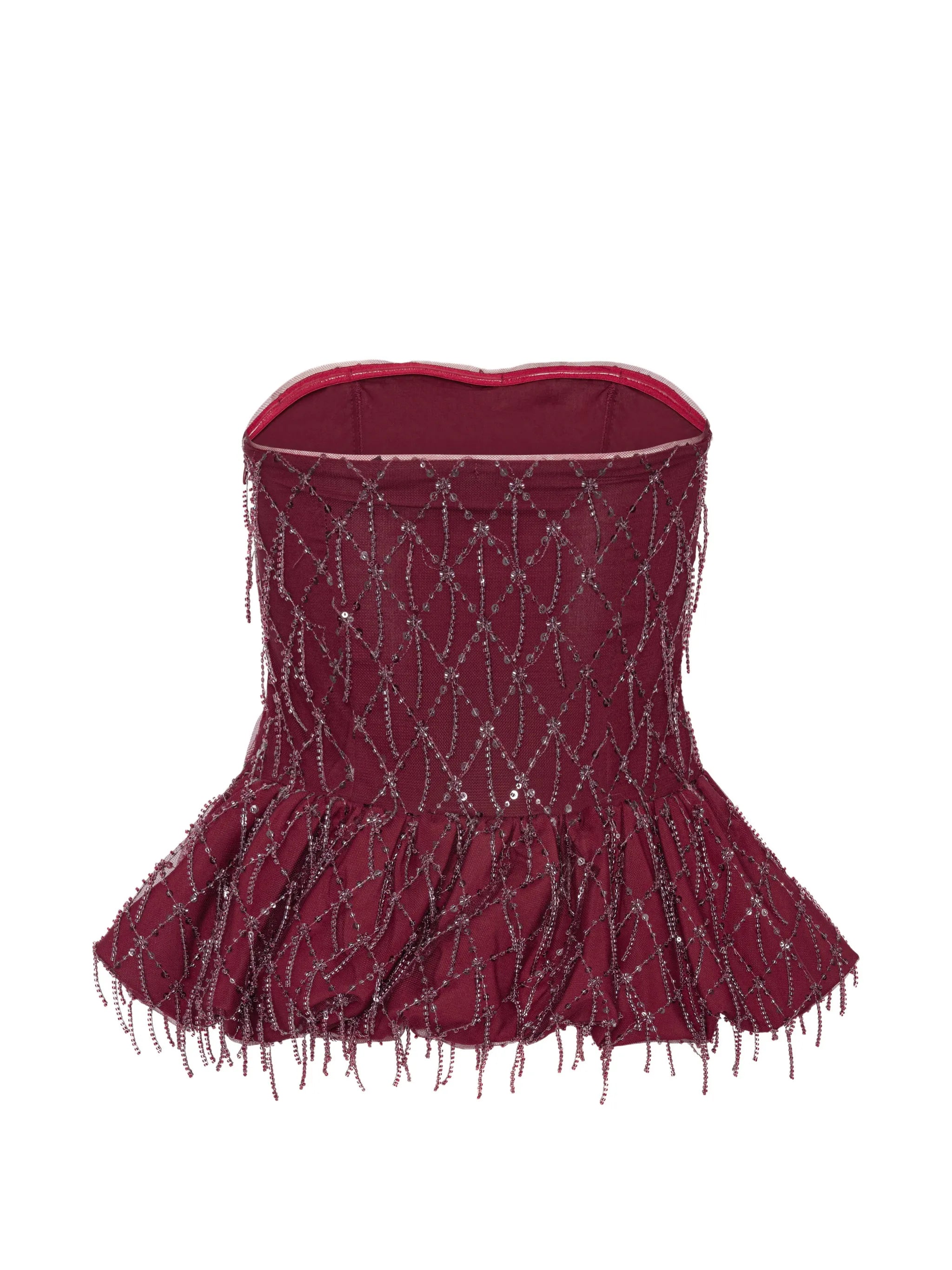 sequins bubble top dark red