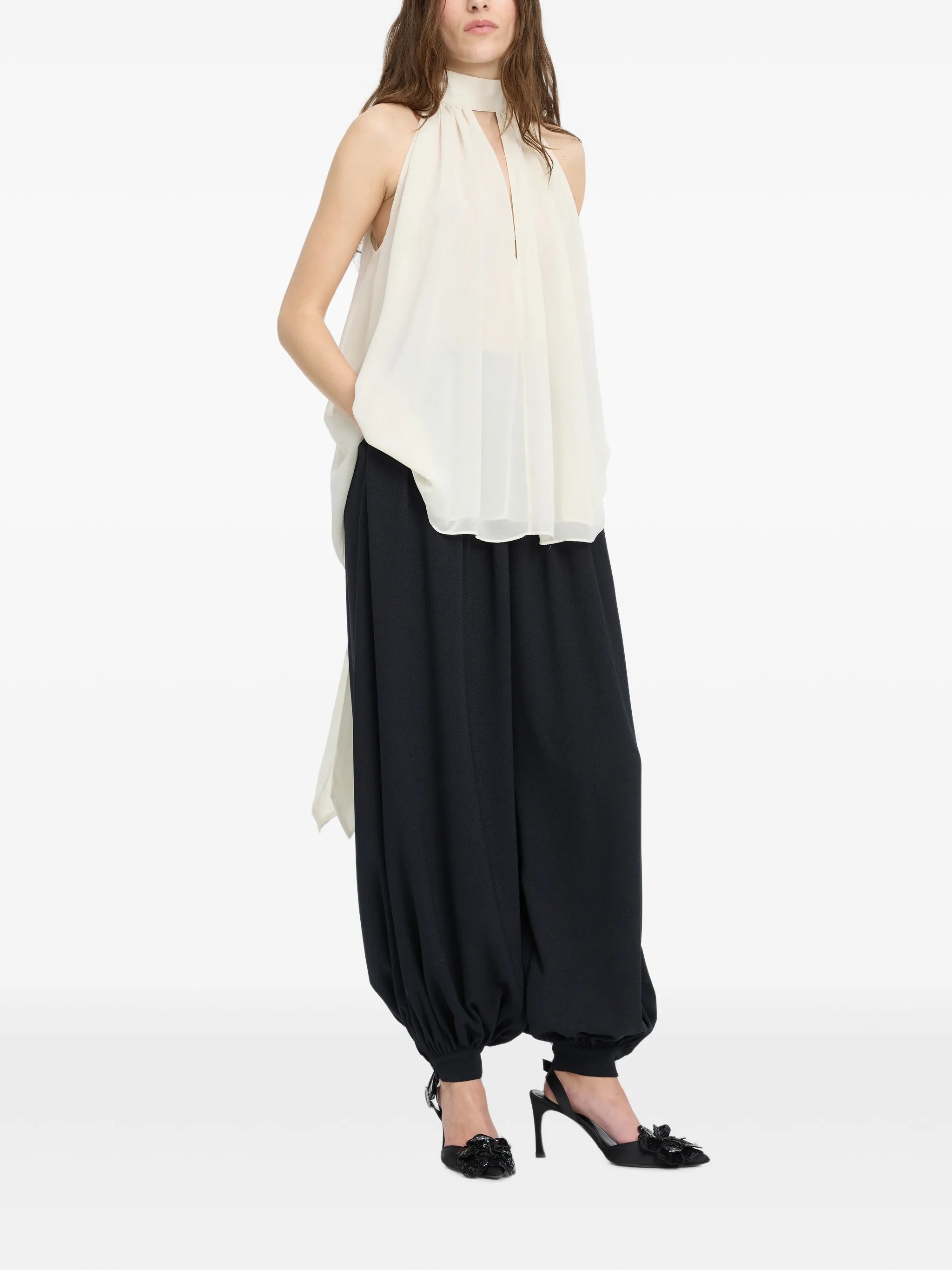halterneck bow top white