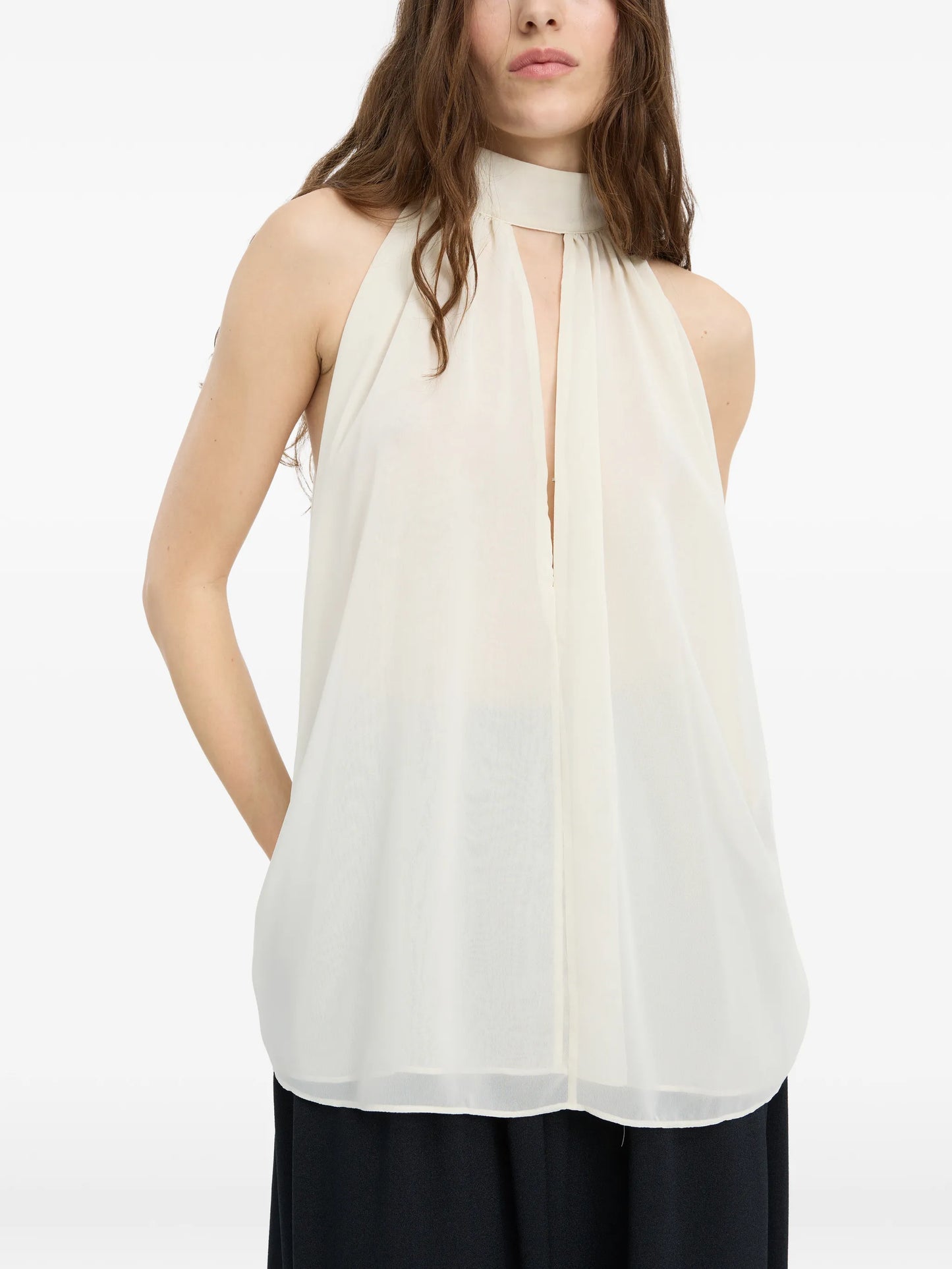 halterneck bow top white