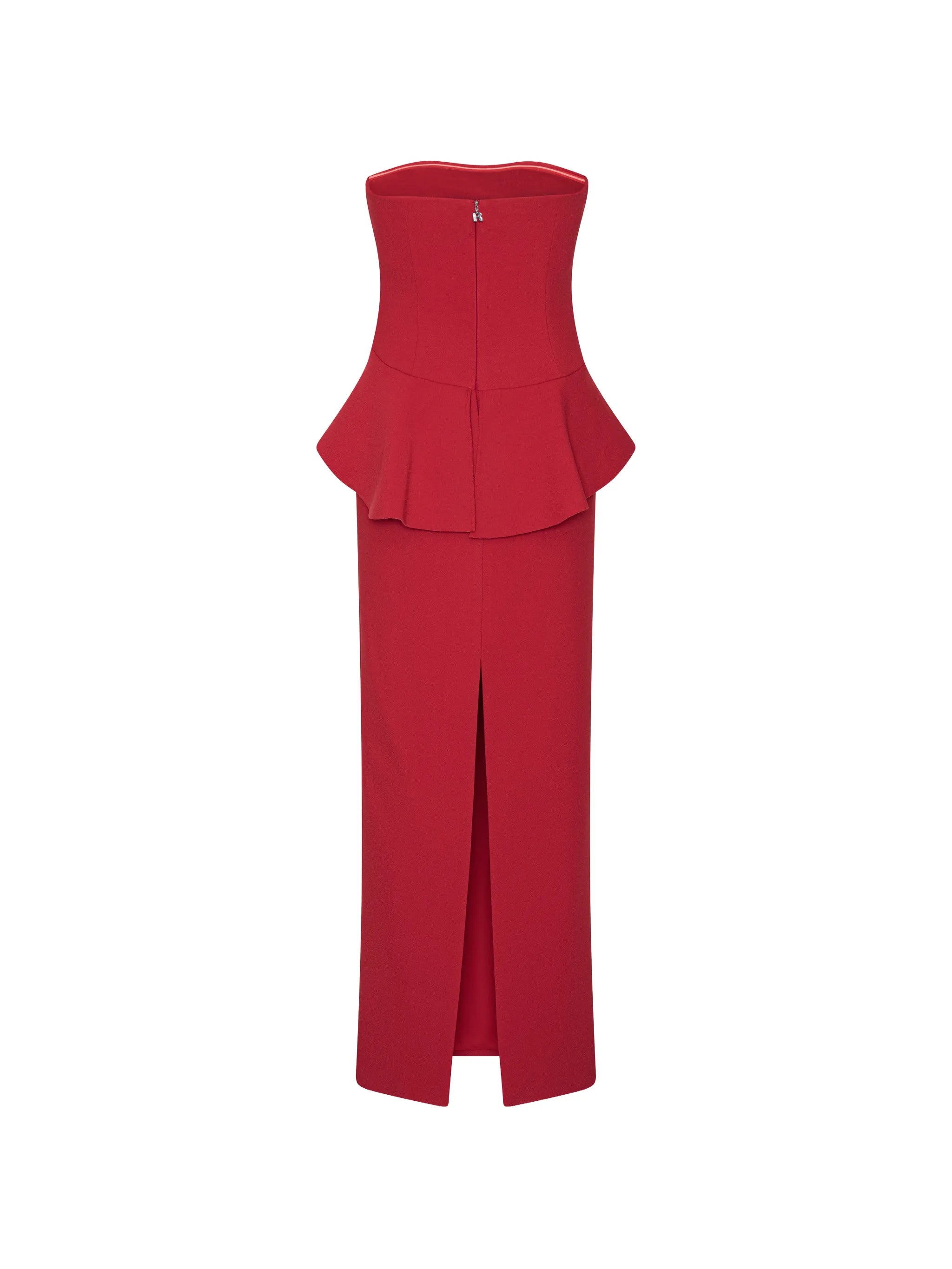 long flower strapless dress red