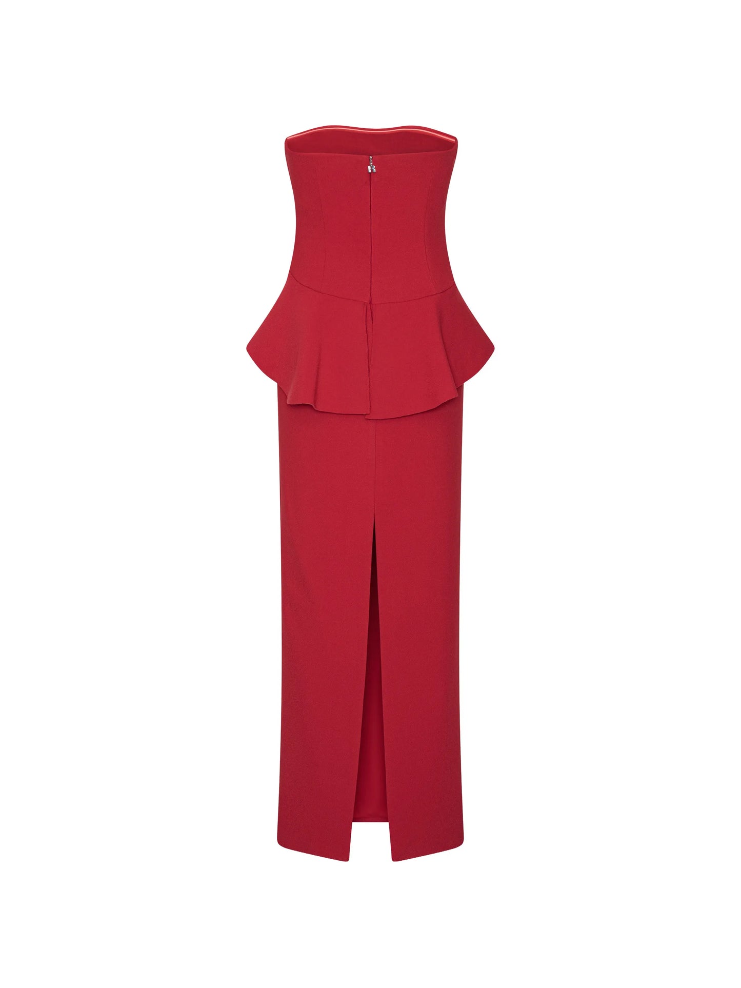 long flower strapless dress red