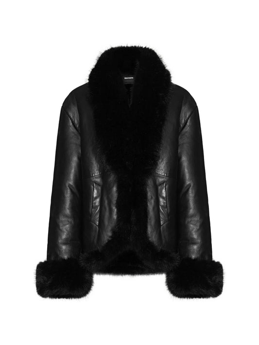 bonded leather jacket black