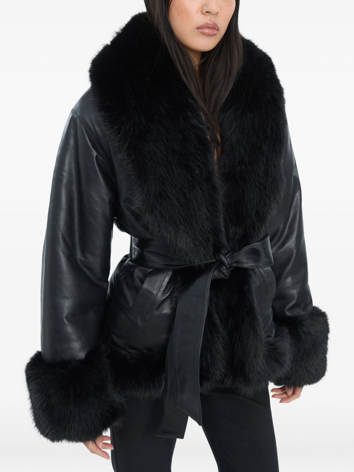 bonded leather jacket black