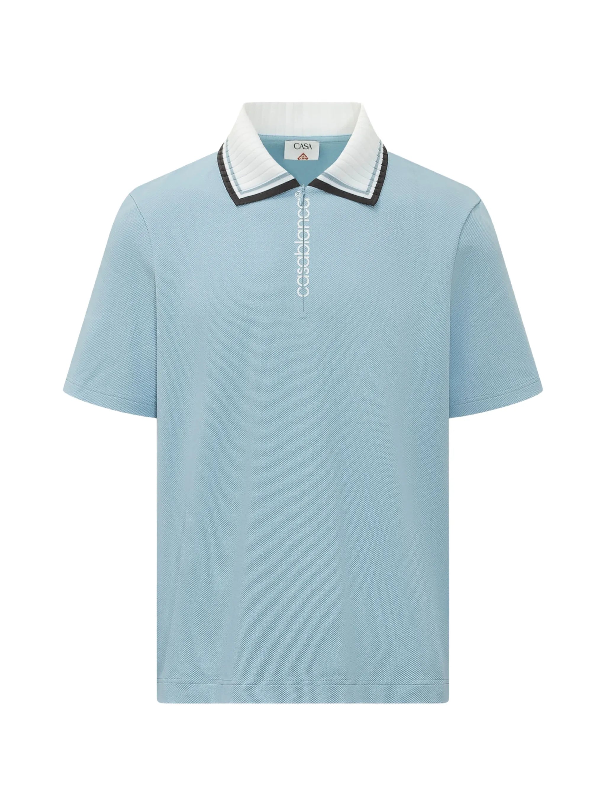 zip-up piqué polo shirt