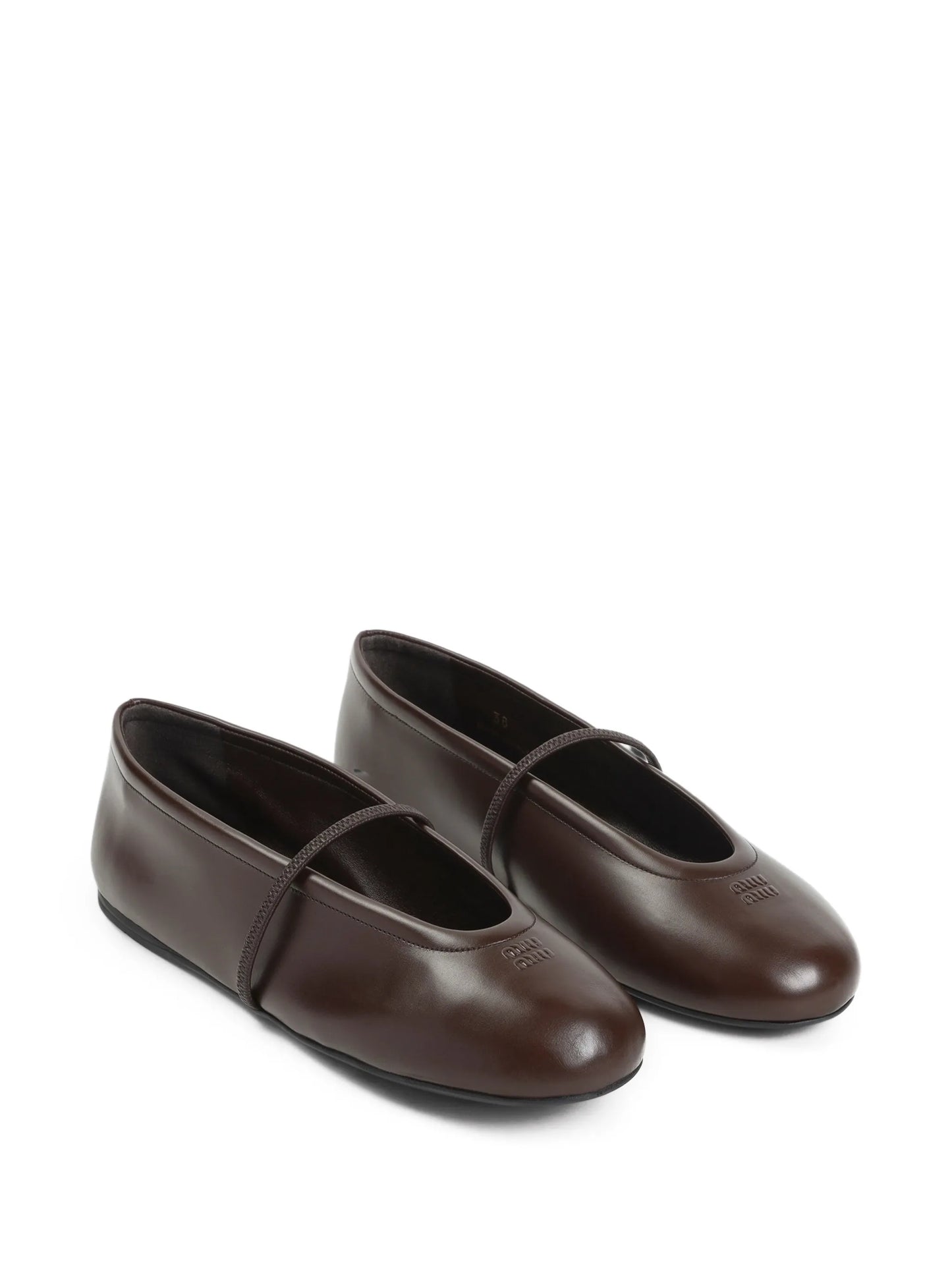 logo-embossed leather ballet flats