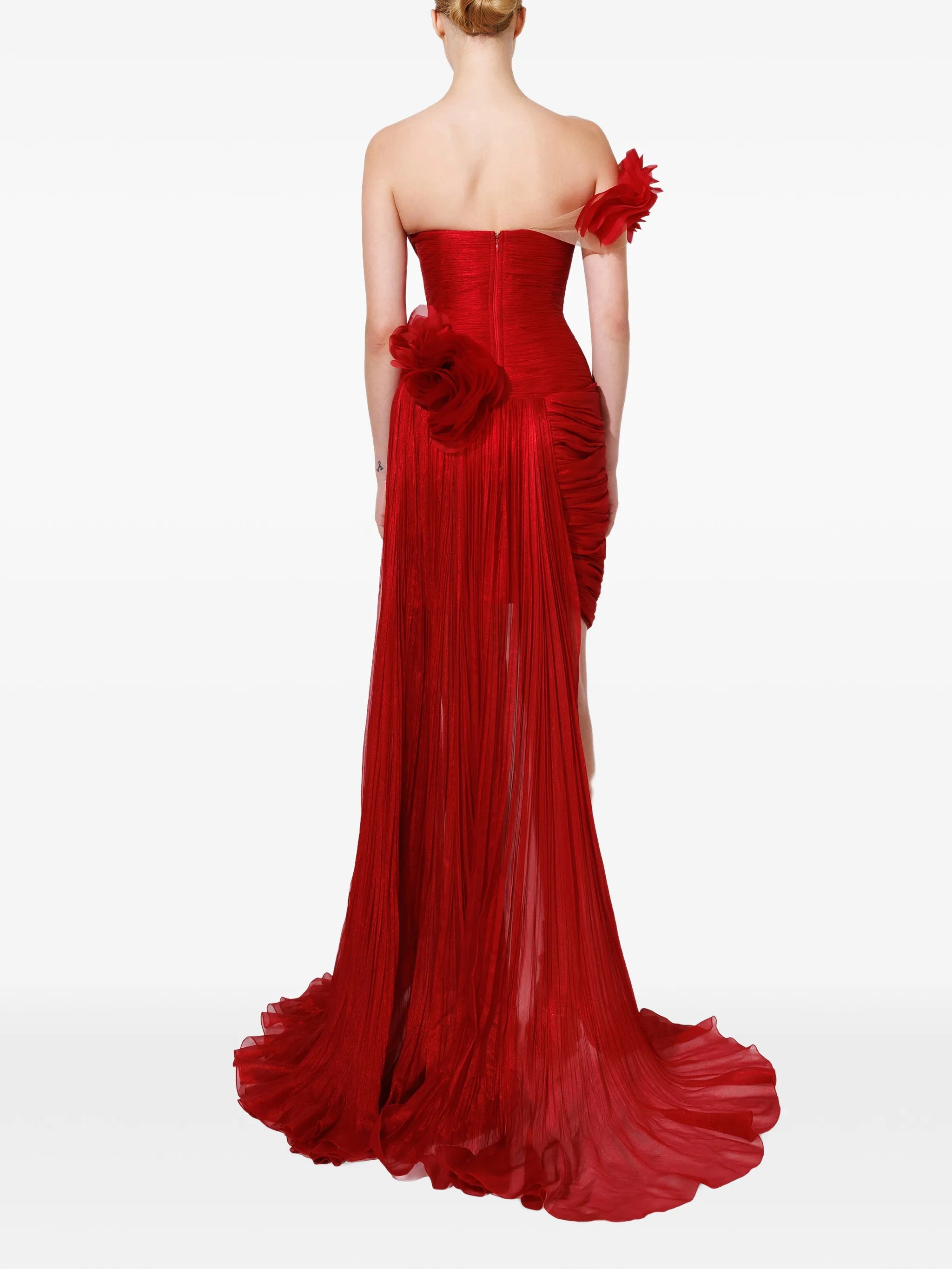 Shanya floral-embellished asymmetric dress