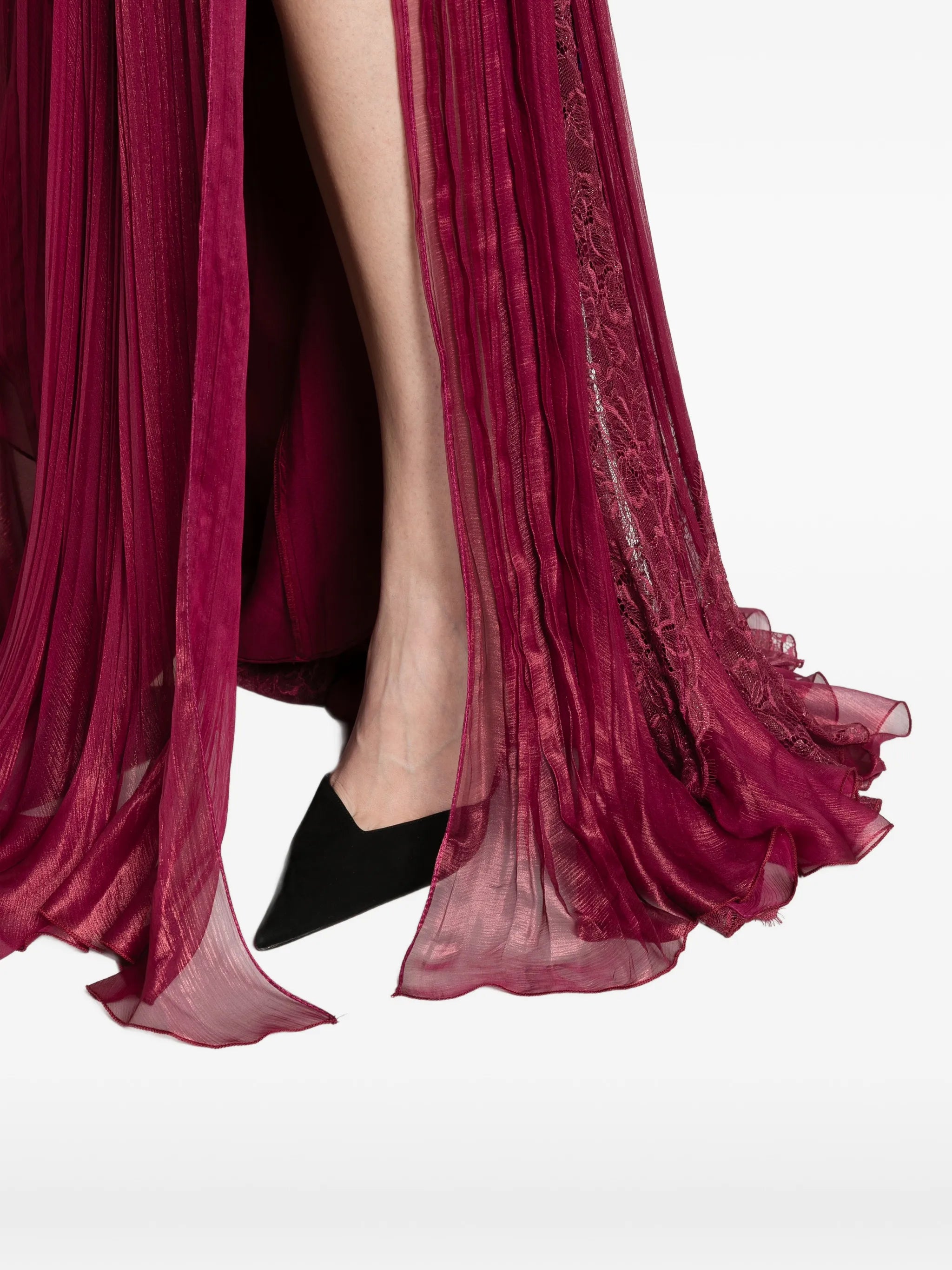 Yolanda burgandy panel gown