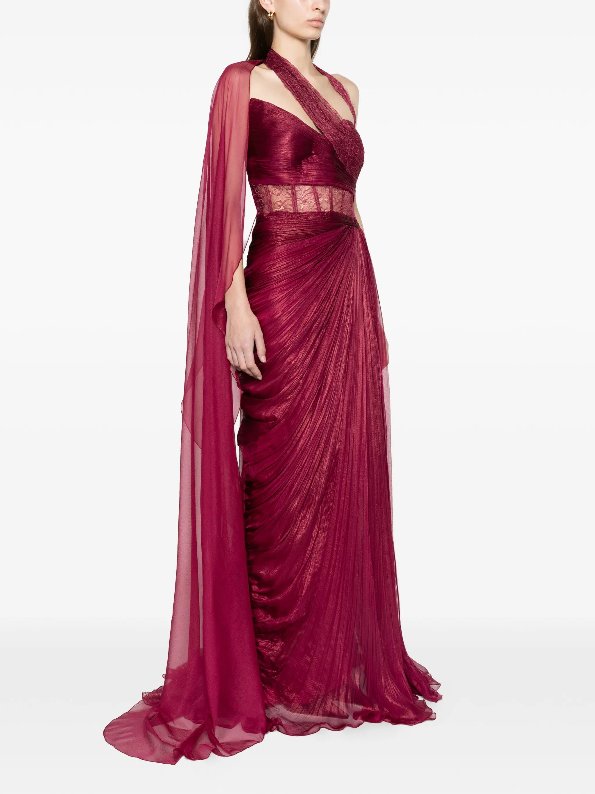 Yolanda burgandy panel gown