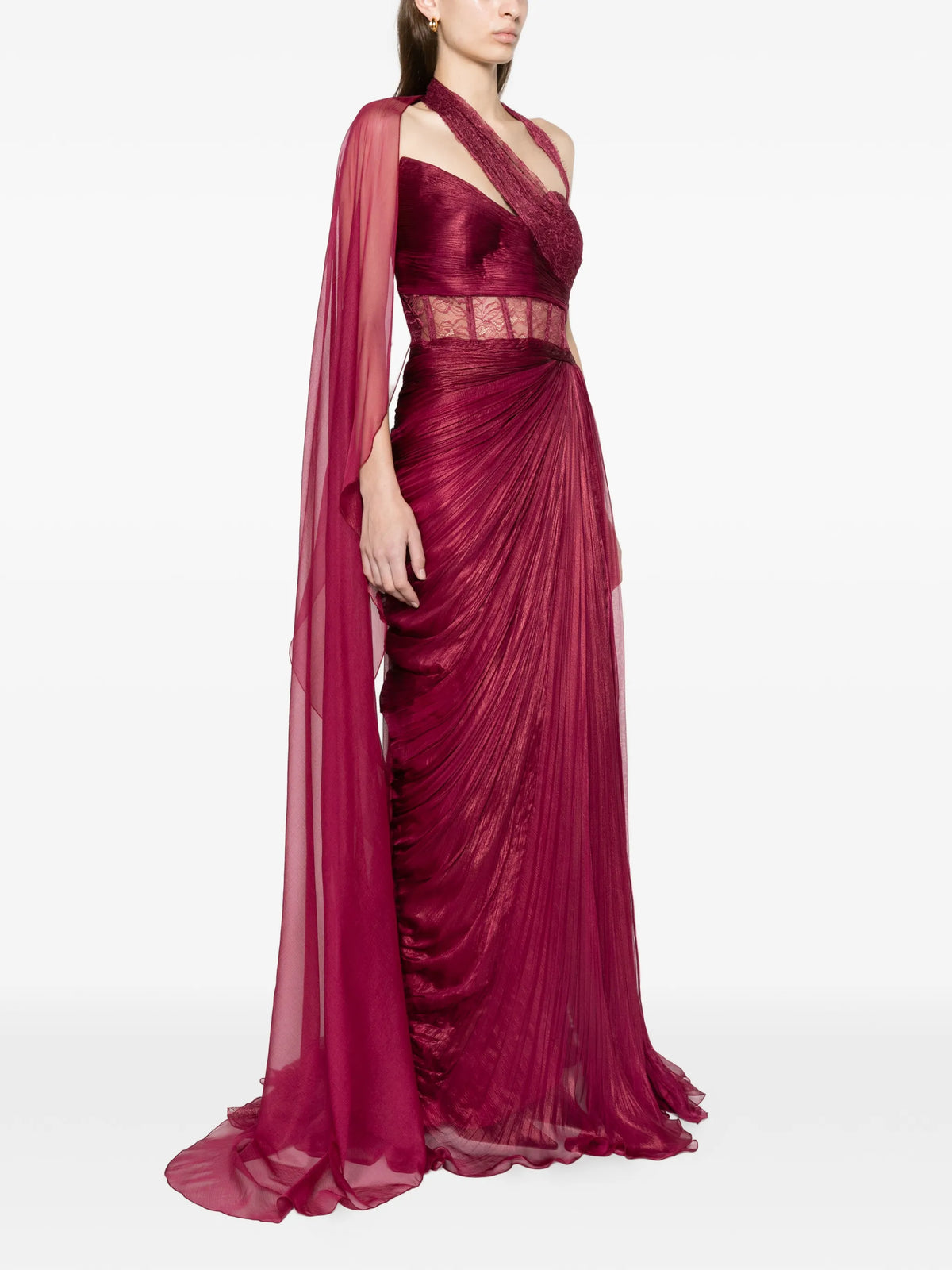Yolanda burgandy panel gown