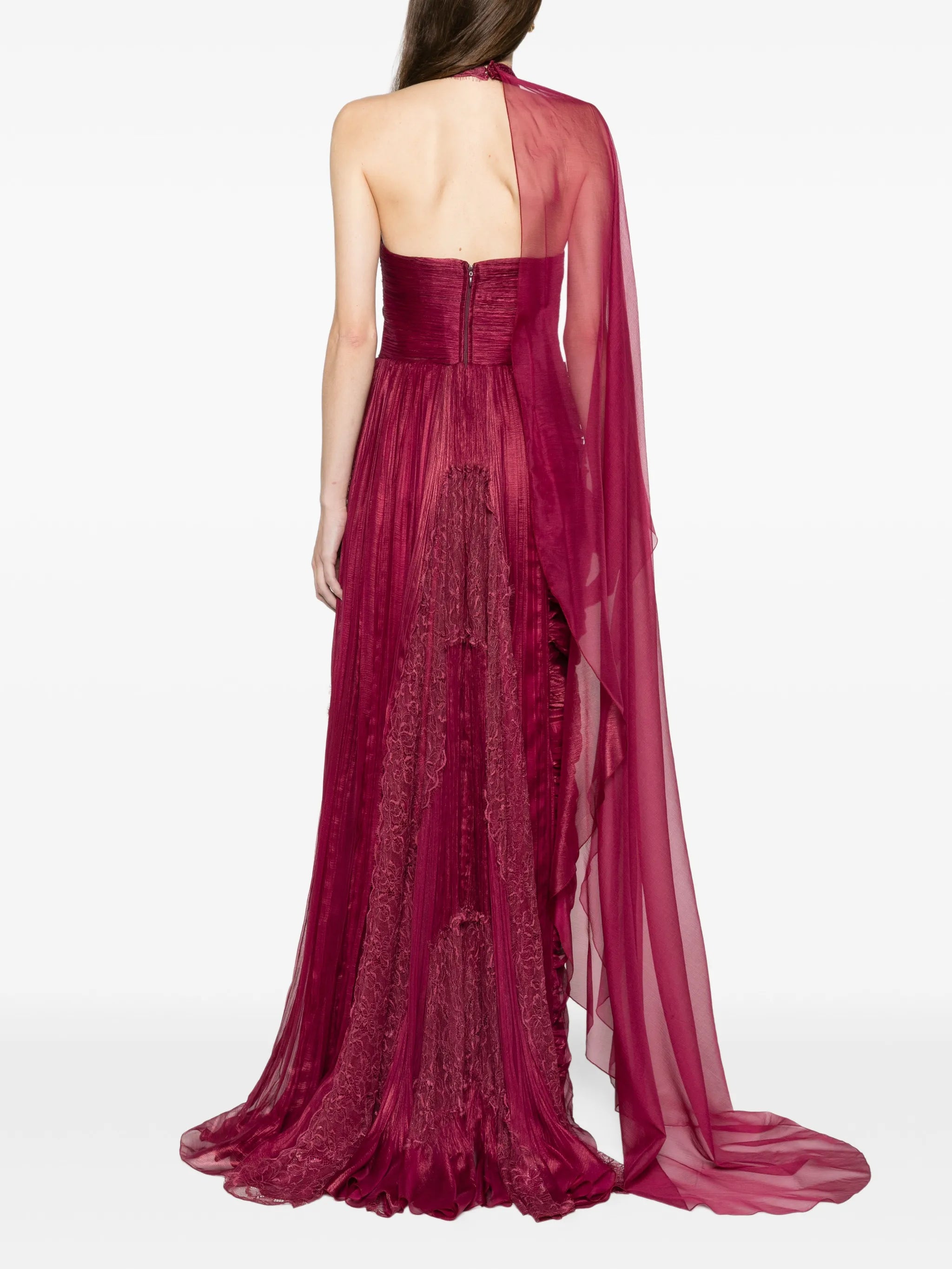 Yolanda burgandy panel gown