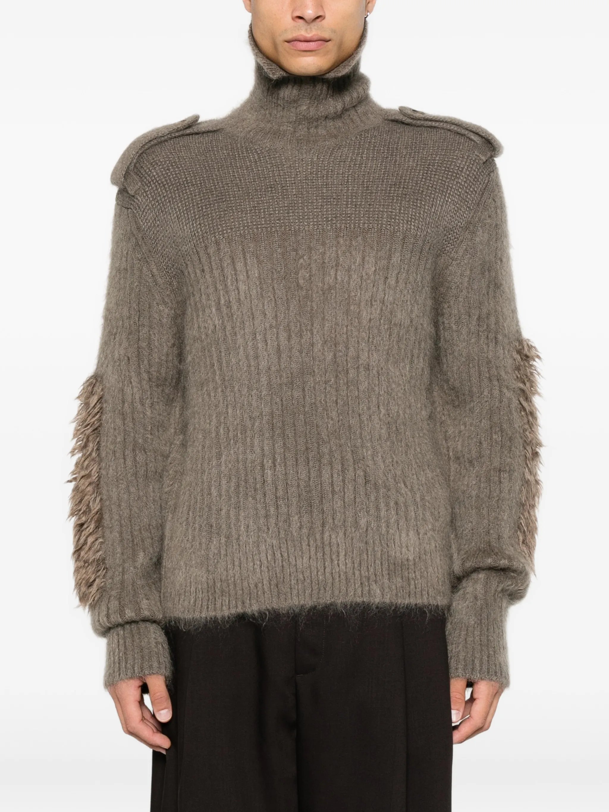 epaulette-detail faux-fur trim sweater