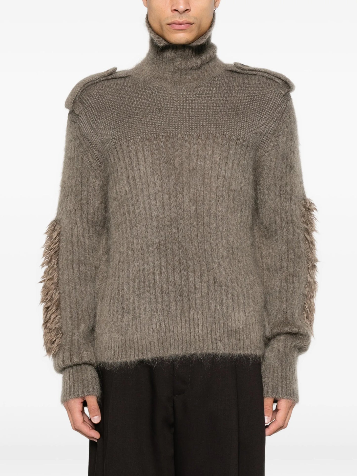 epaulette-detail faux-fur trim sweater