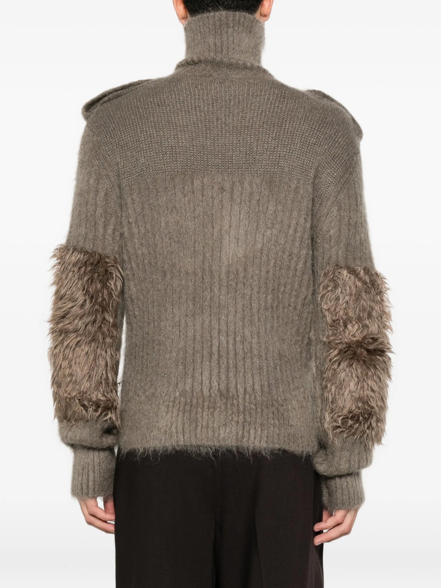 epaulette-detail faux-fur trim sweater