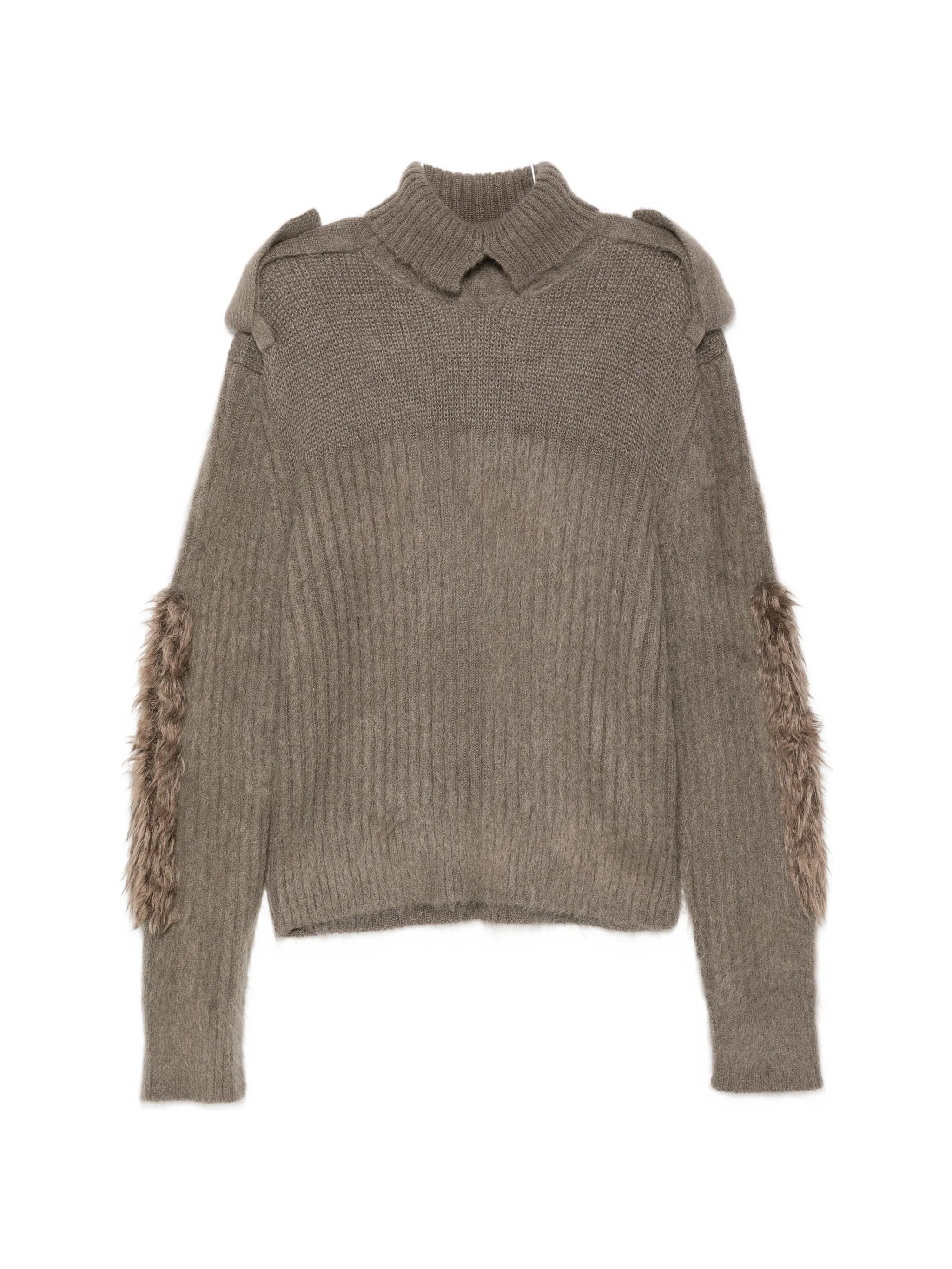 epaulette-detail faux-fur trim sweater