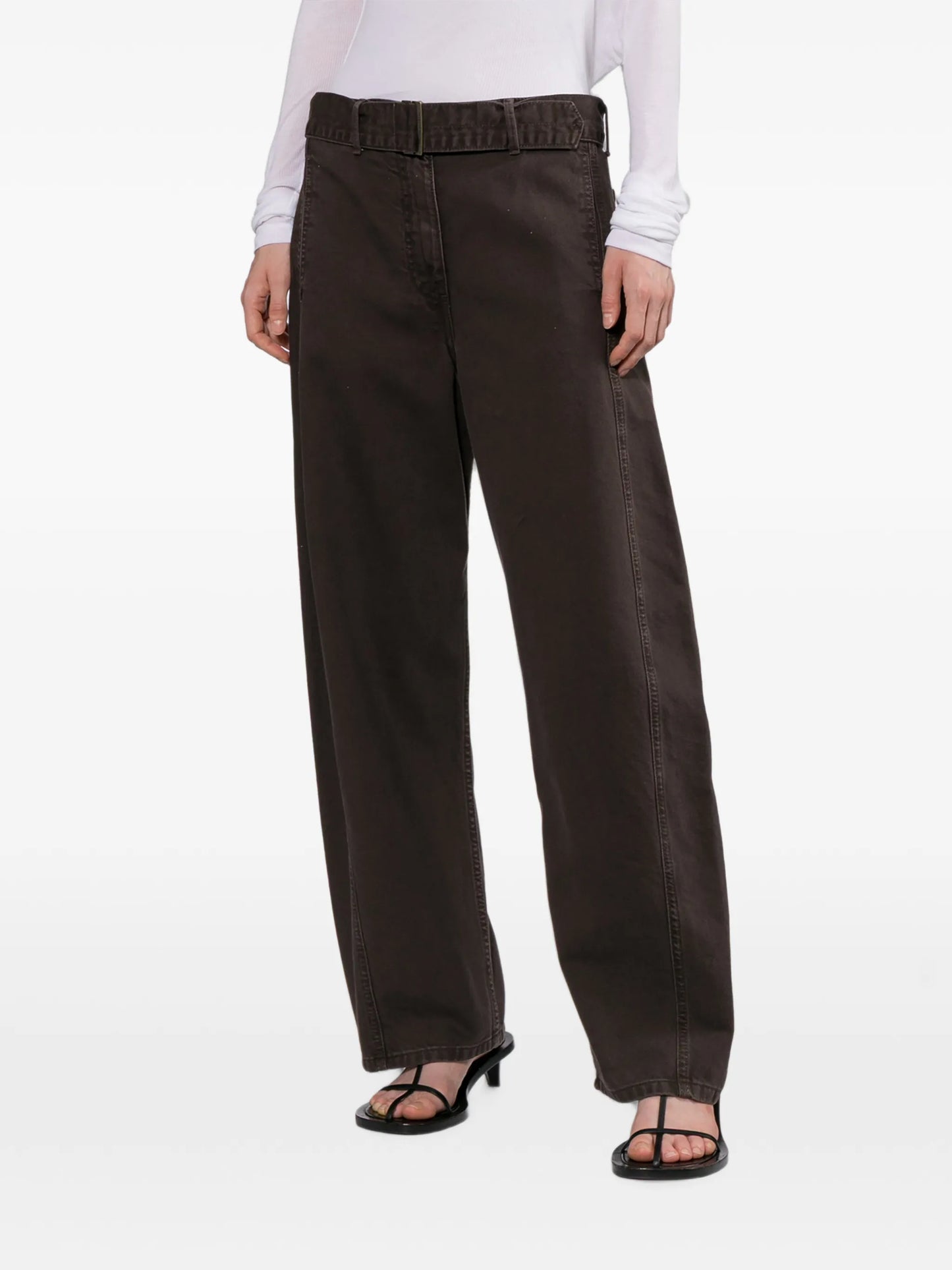 Low-rise belted jeans