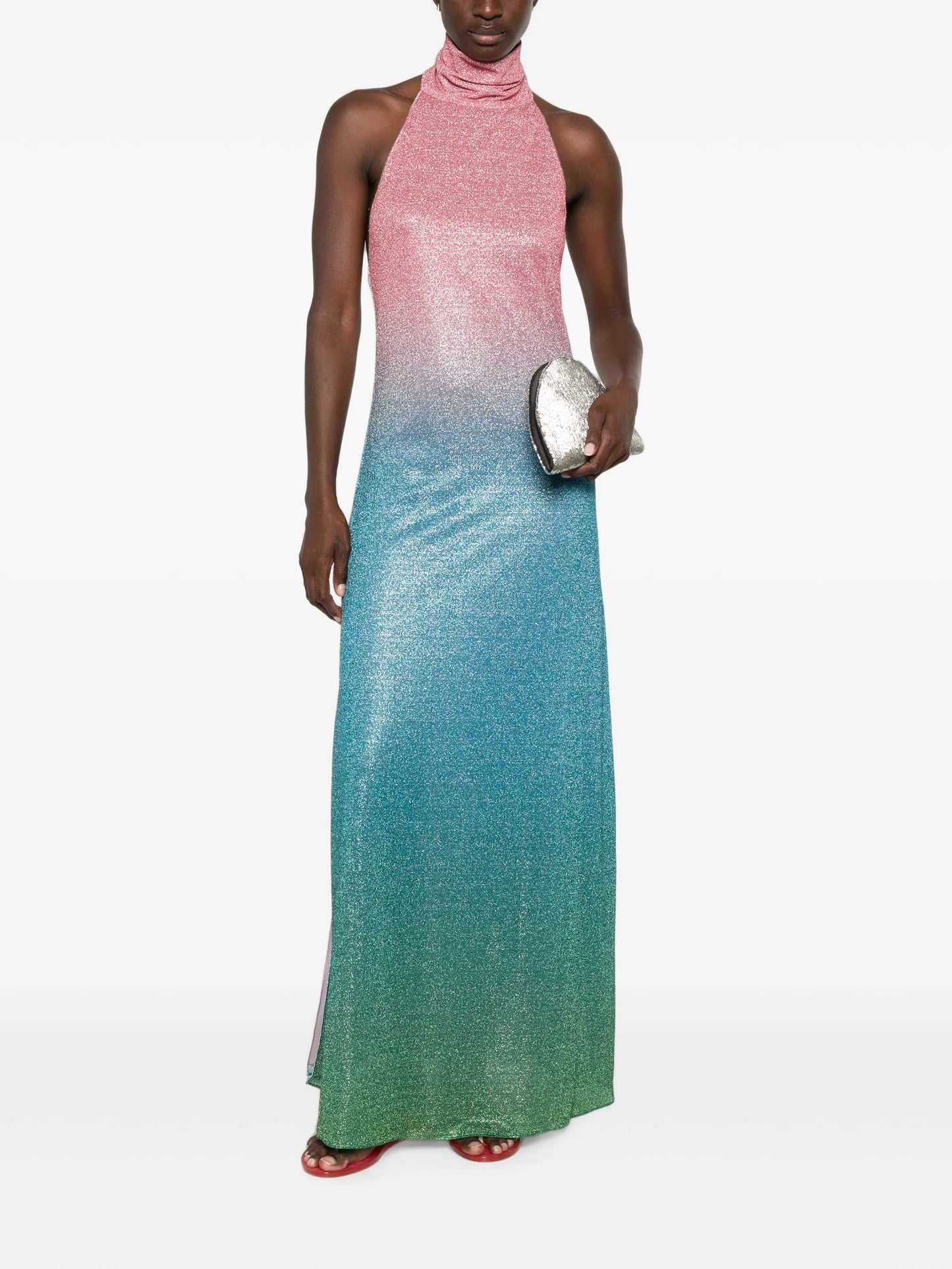 gradient-effect halterneck maxi dress