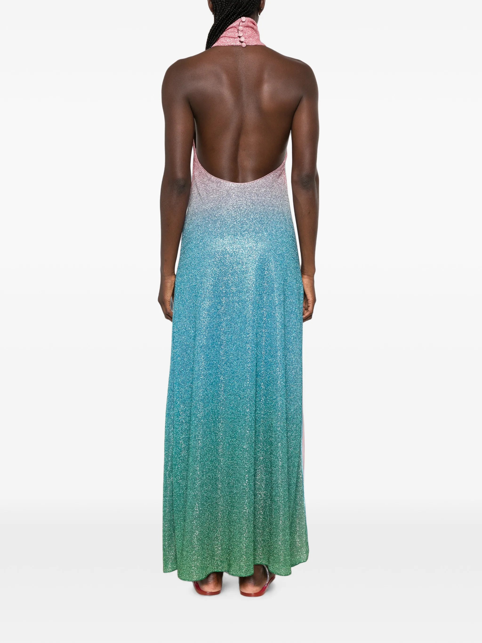 gradient-effect halterneck maxi dress