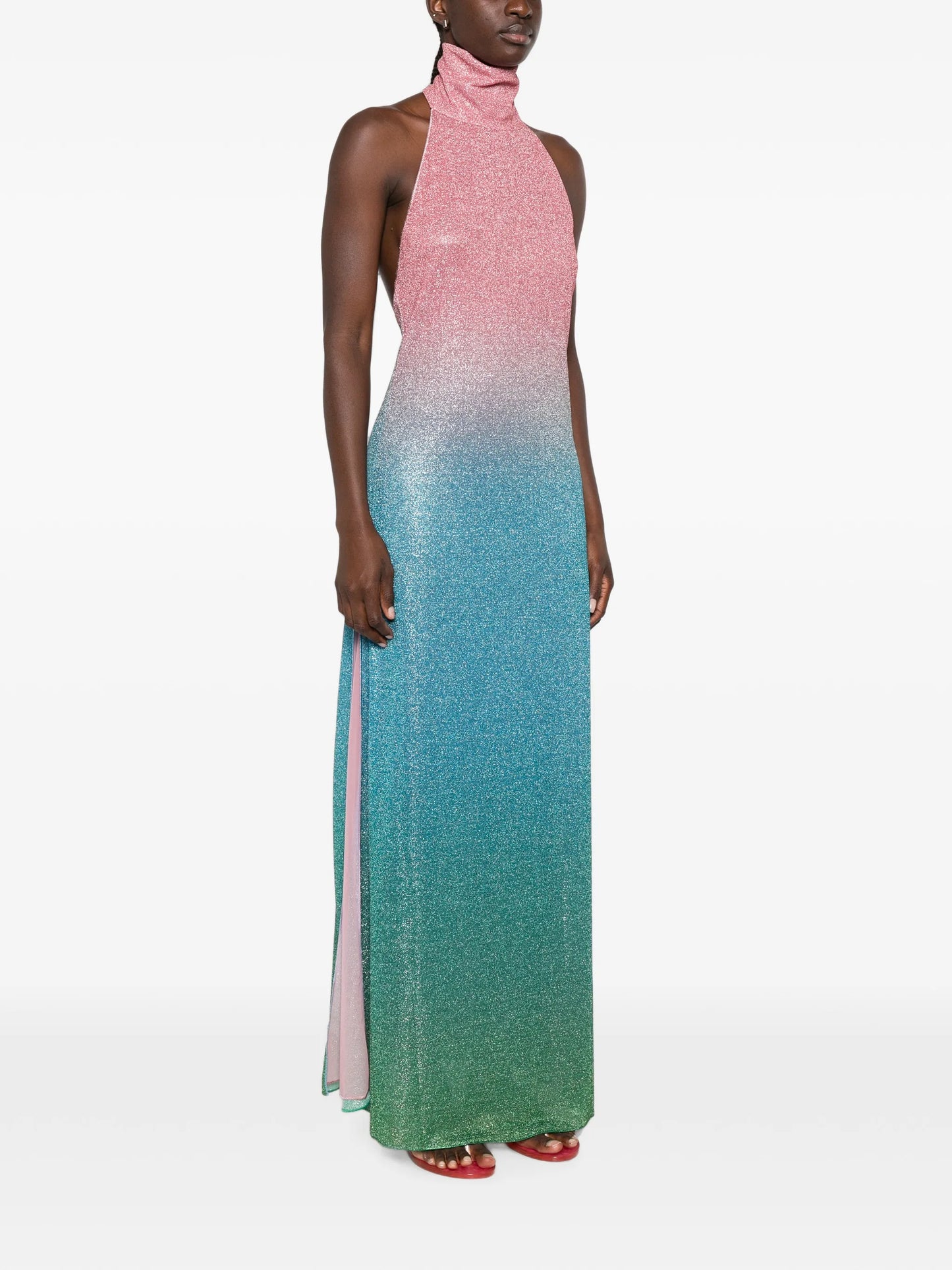 gradient-effect halterneck maxi dress