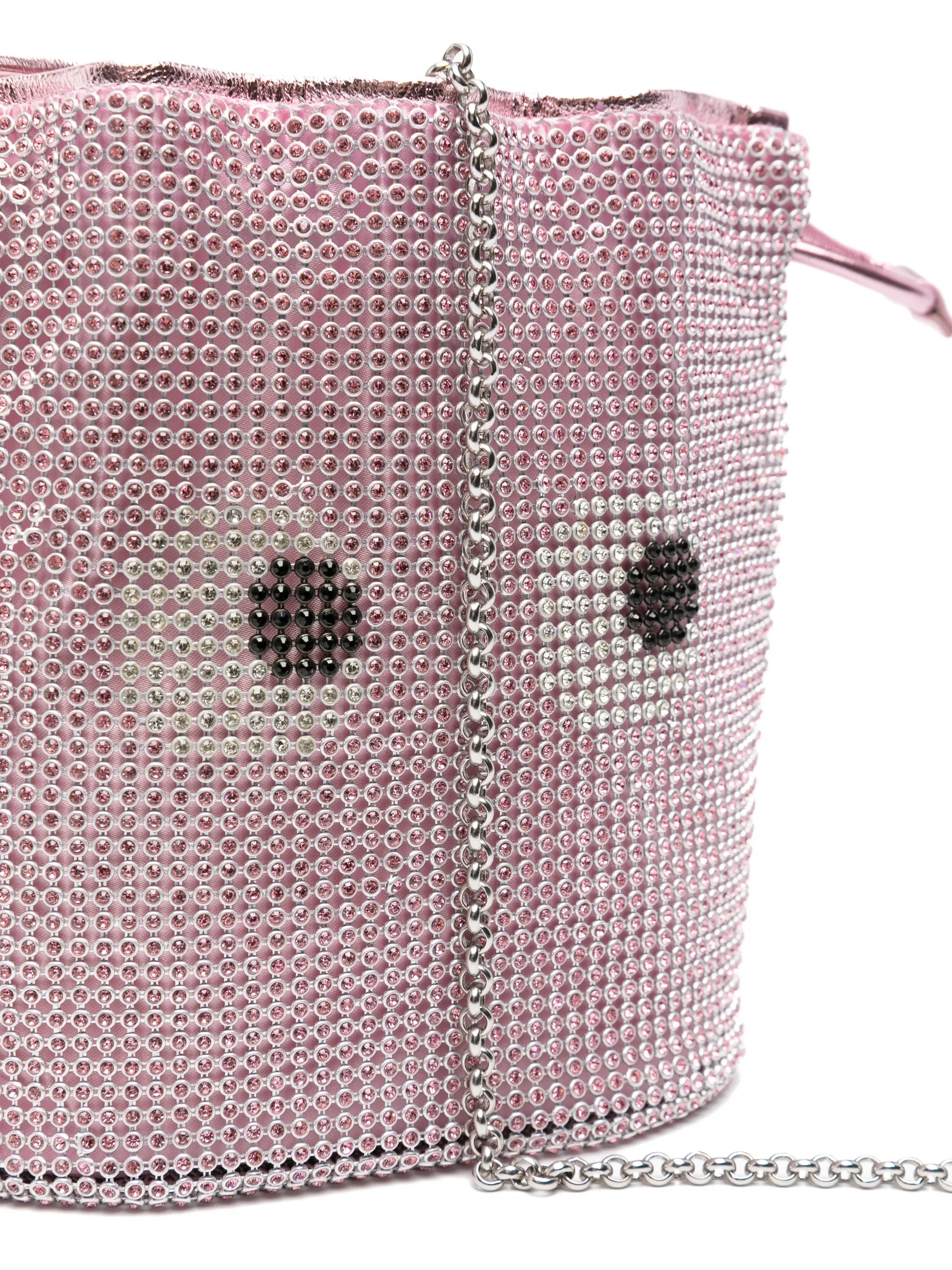 crystal-embellished drawstring clutch bag