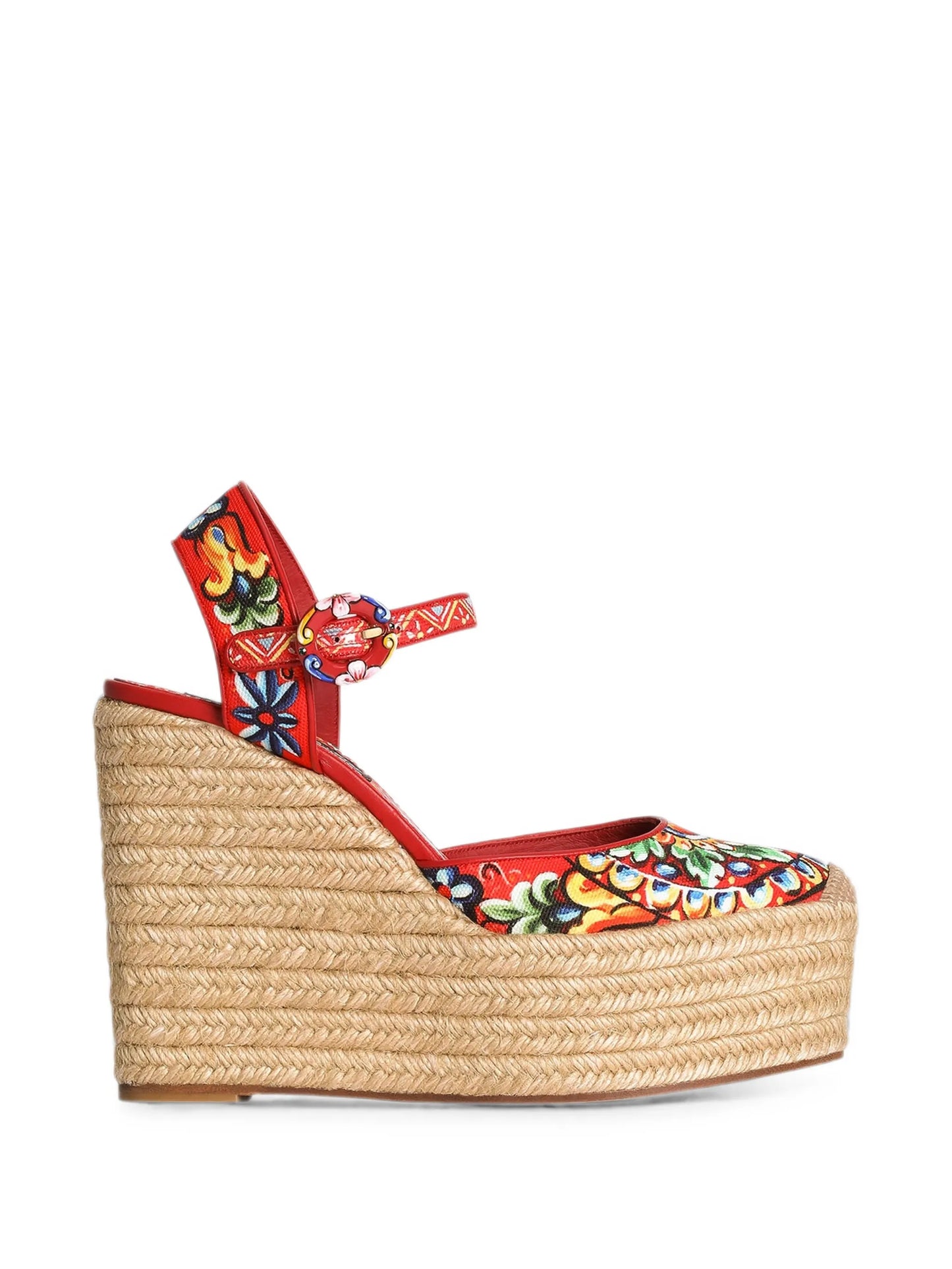 Carretto-print wedge sandals