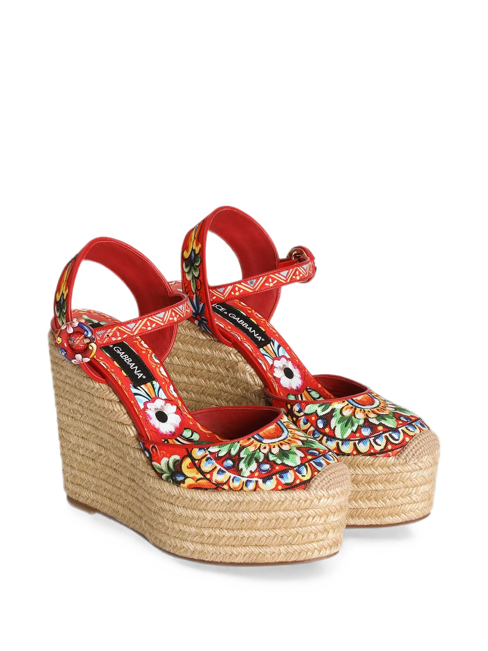 Carretto-print wedge sandals