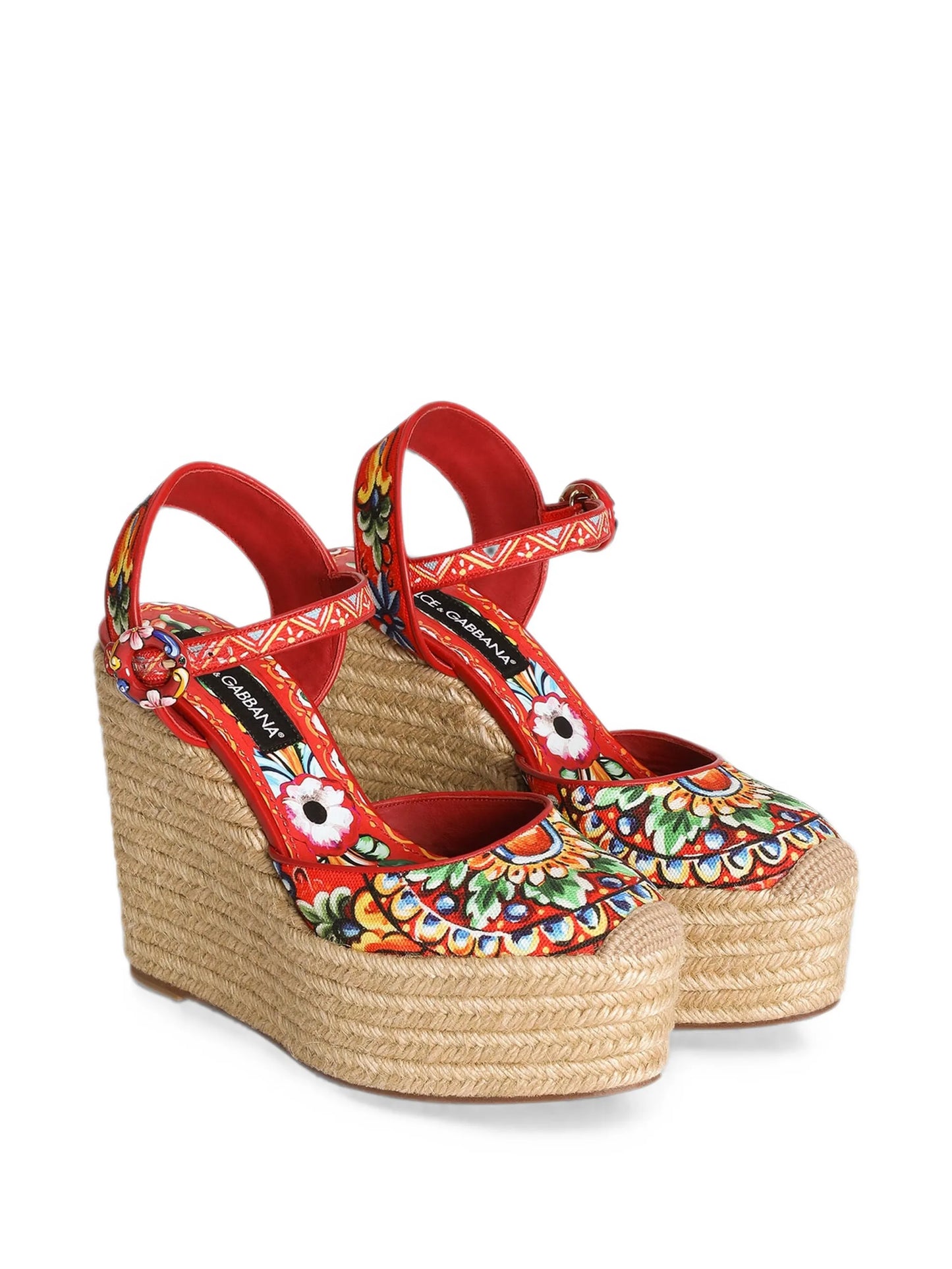 Carretto-print wedge sandals