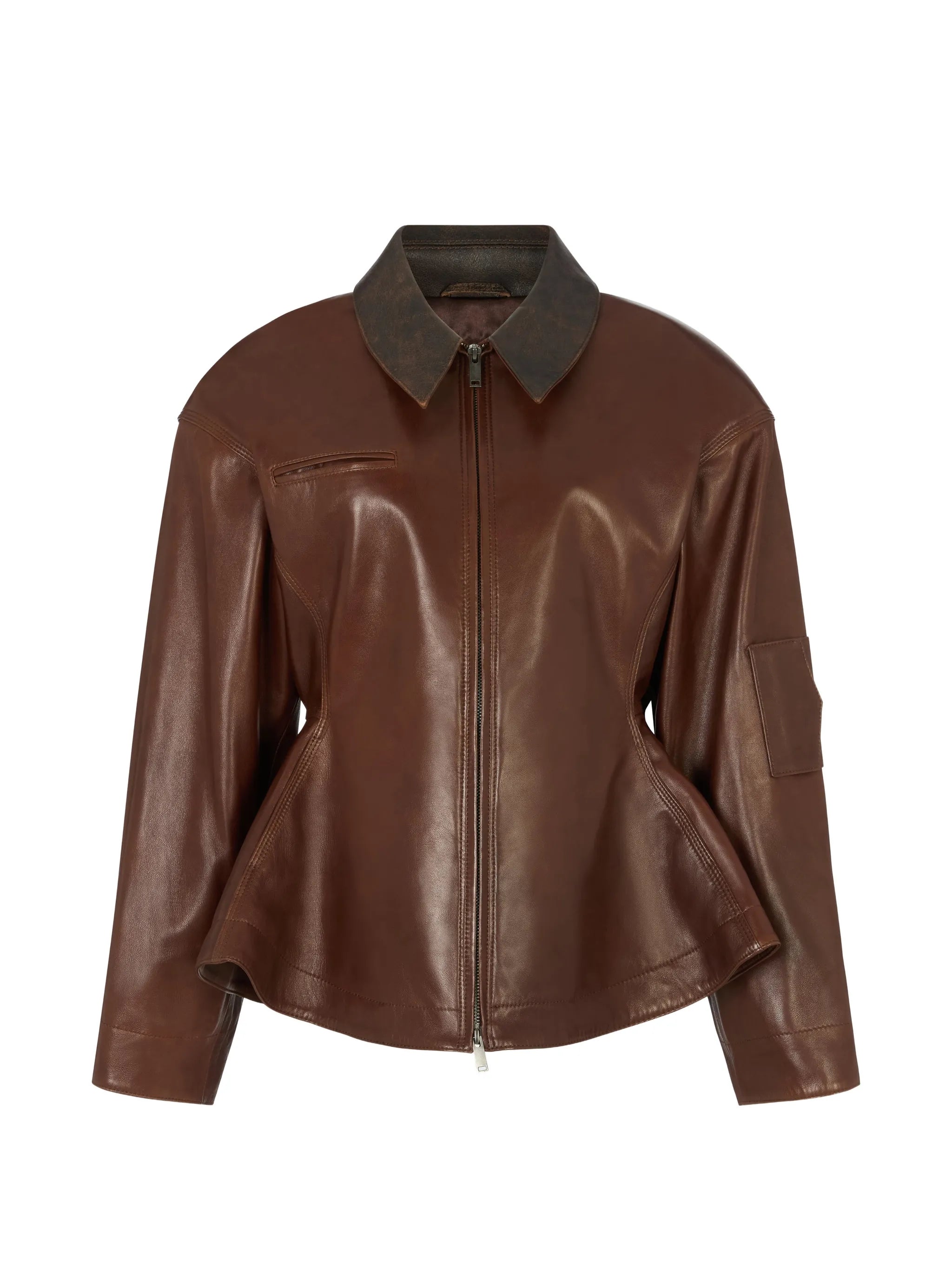 Bernadette peplum calf leather jacket