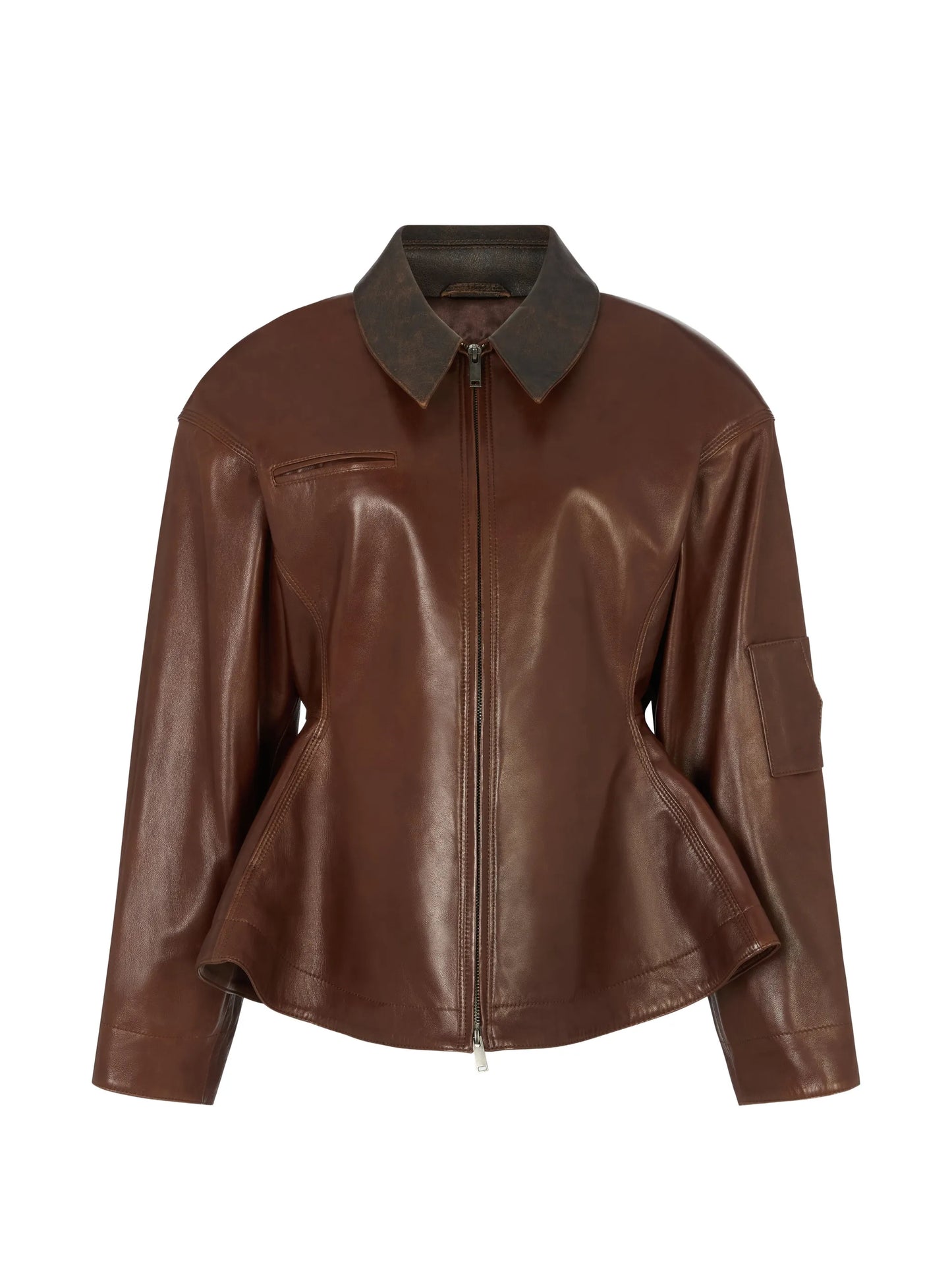 Bernadette peplum calf leather jacket