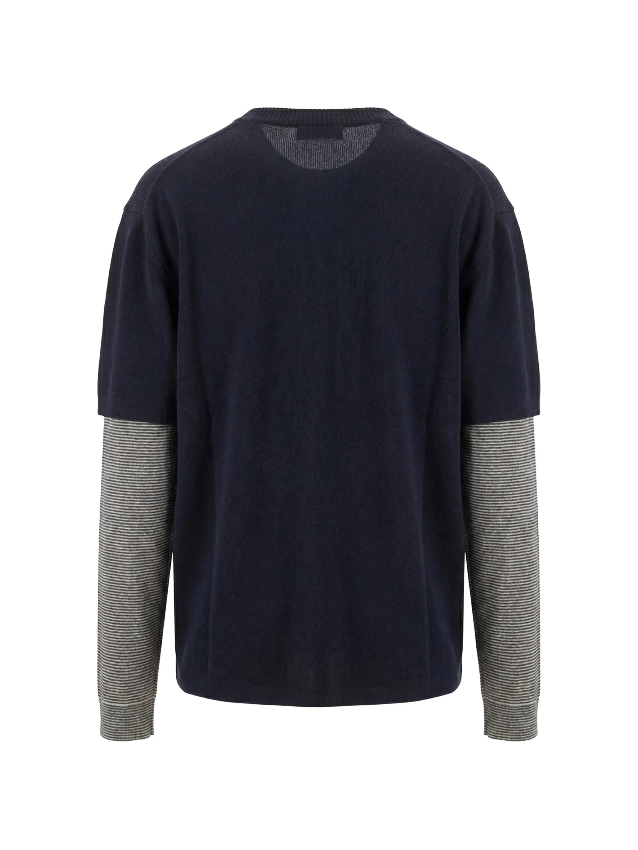 layered-sleeve logo-embroidered sweater