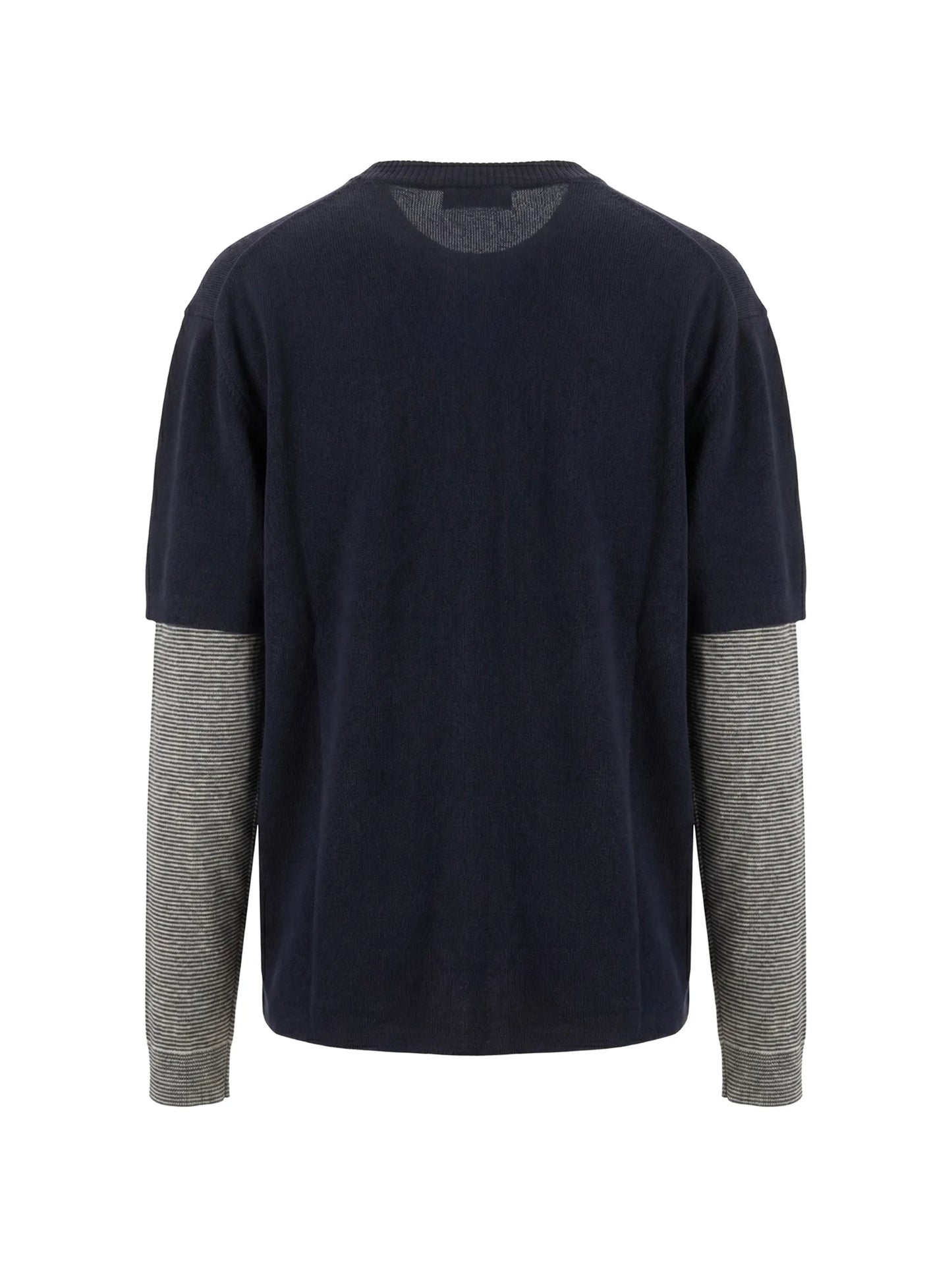layered-sleeve logo-embroidered sweater