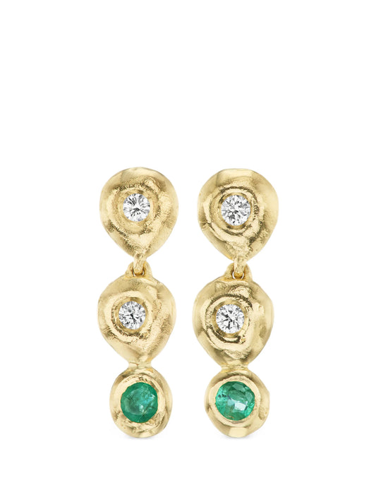 Reverie IV diamond and emerald earrings