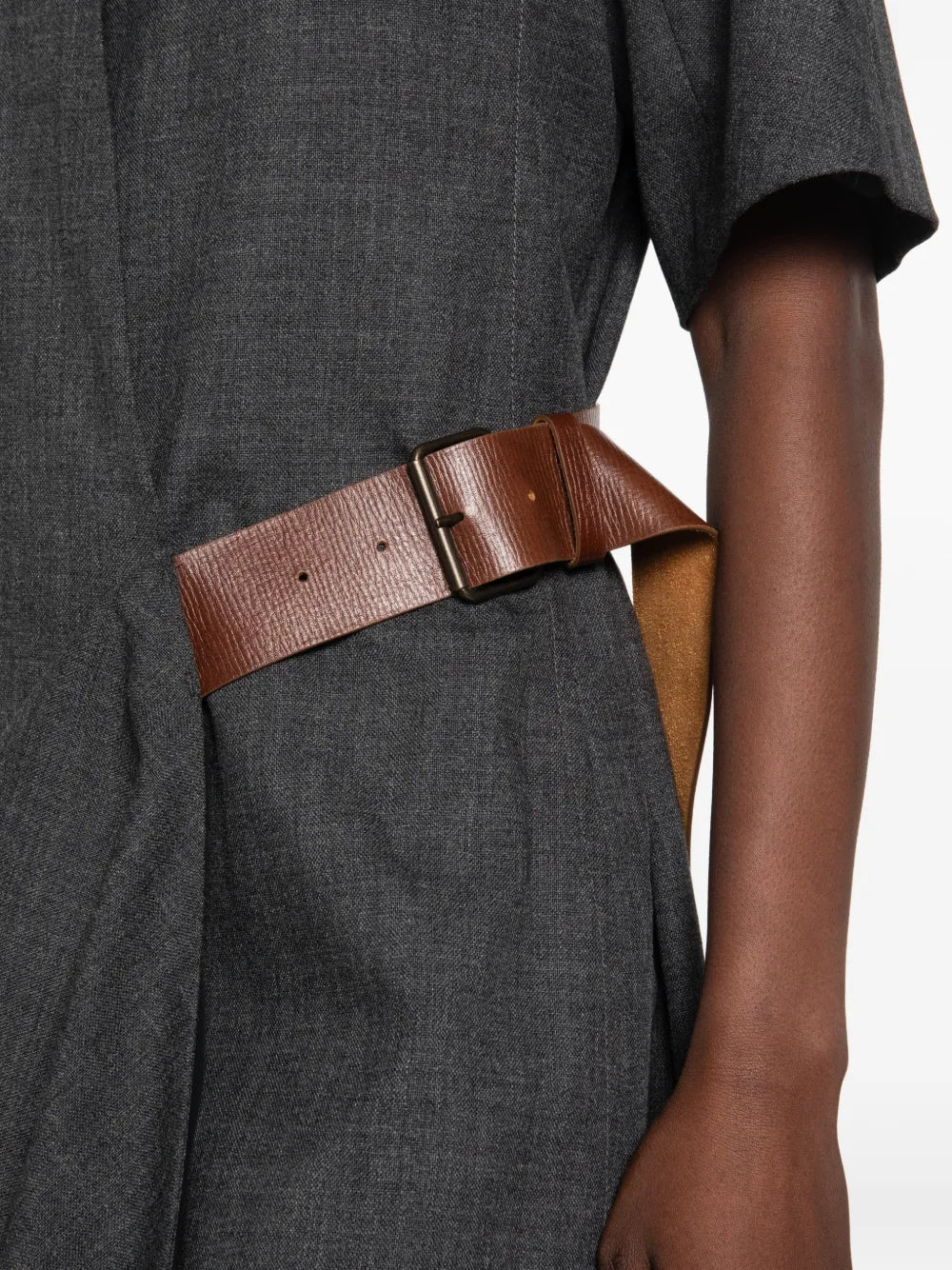 belted wrap midi dress