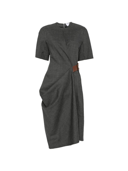 belted wrap midi dress