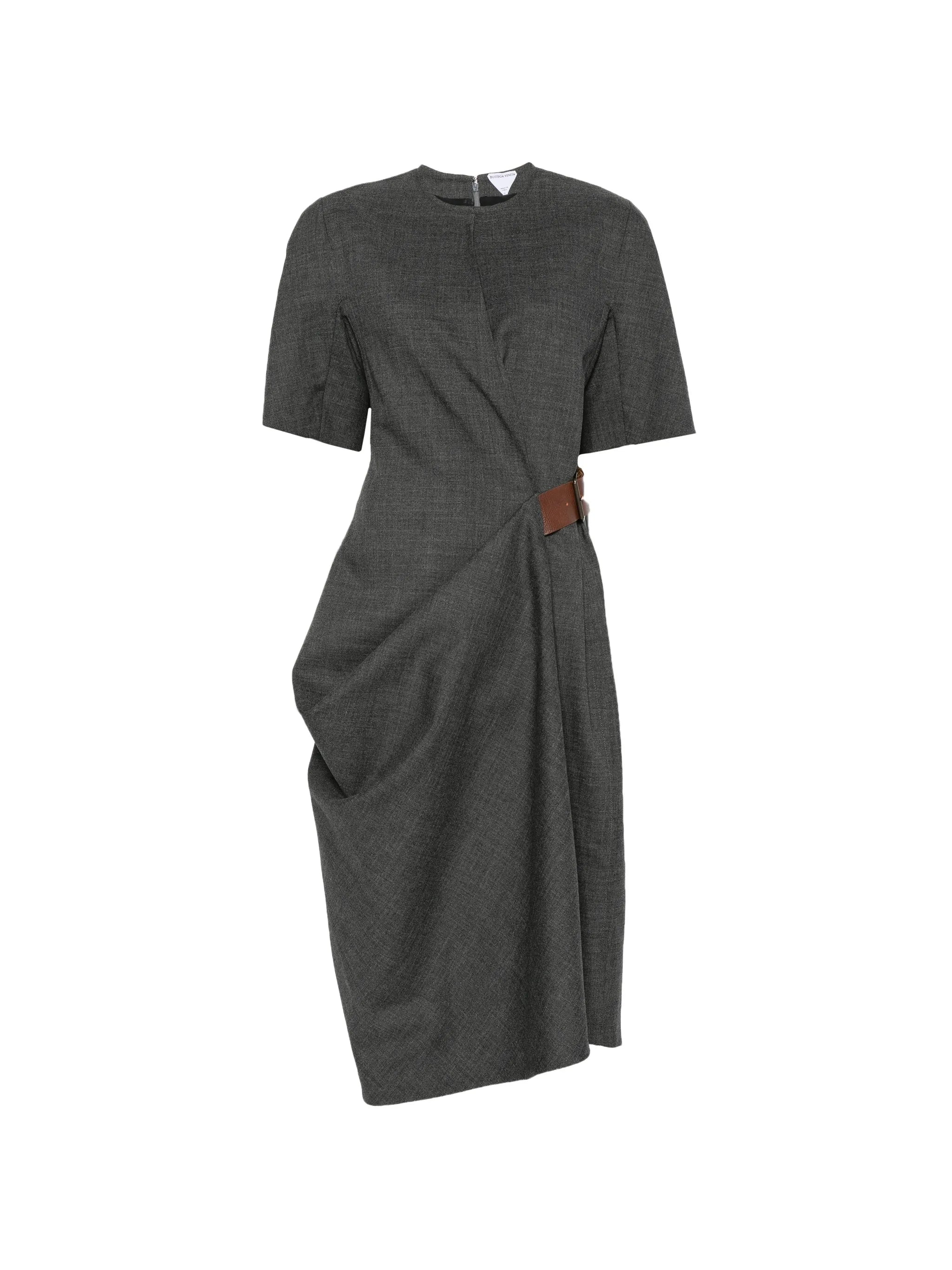 belted draped midi dress