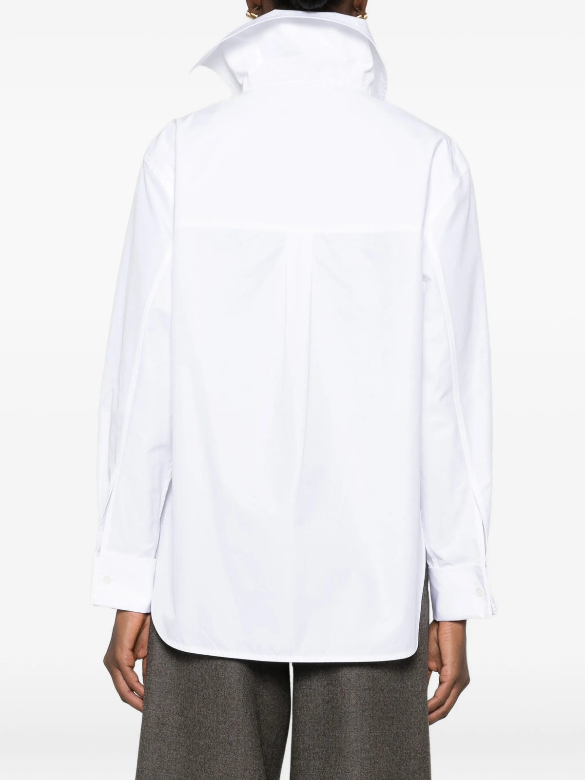 asymmetric high-neck shirt
