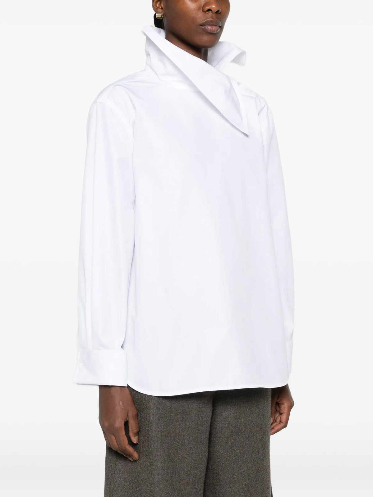 asymmetric high-neck shirt