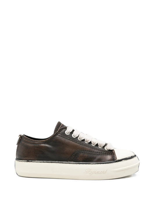 distressed leather sneakers