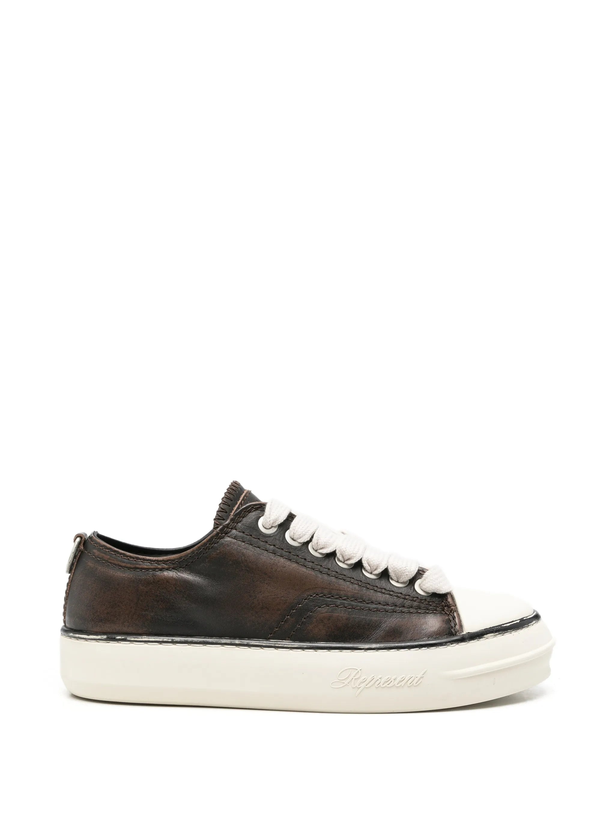 distressed leather sneakers