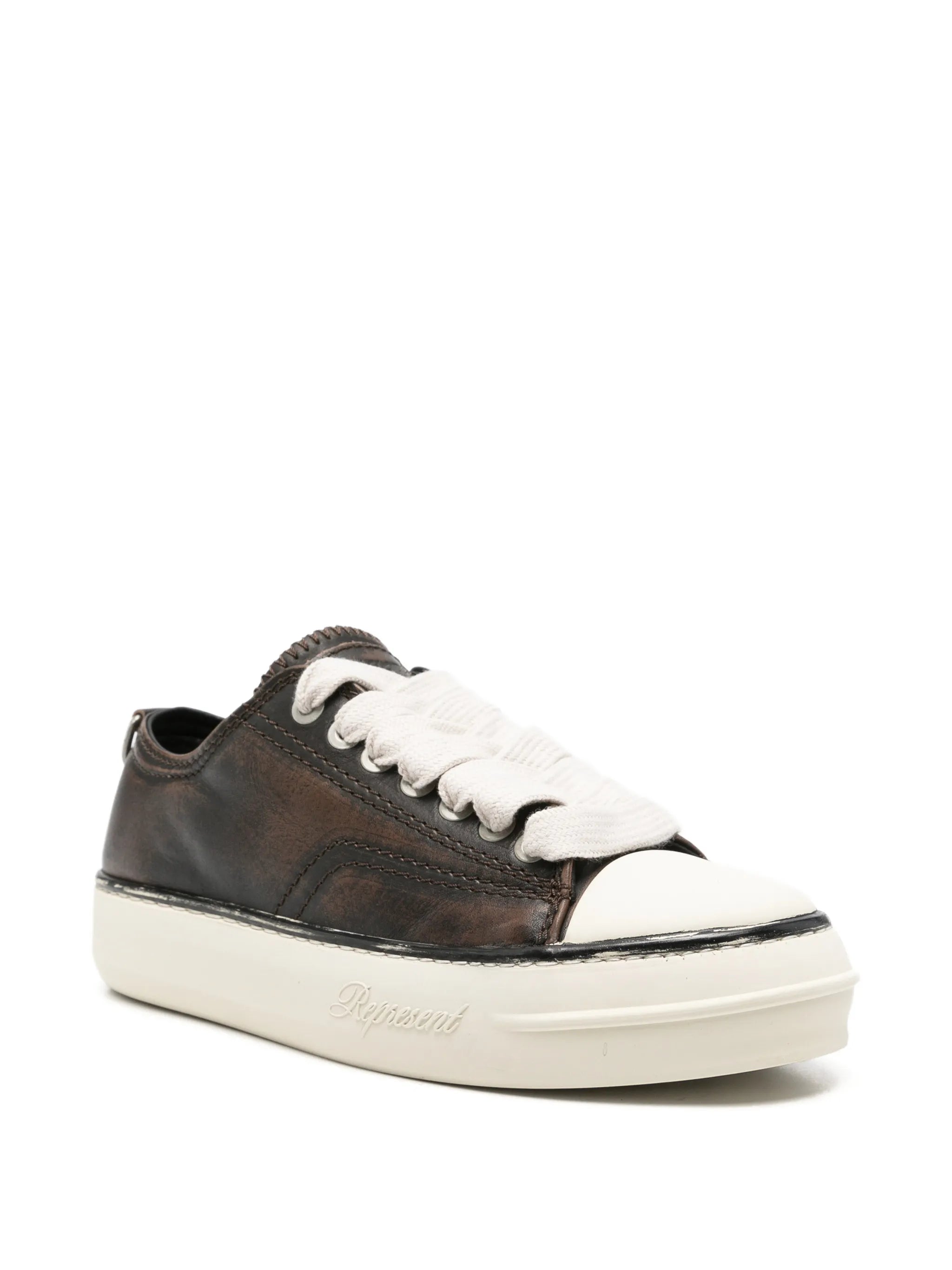 distressed leather sneakers